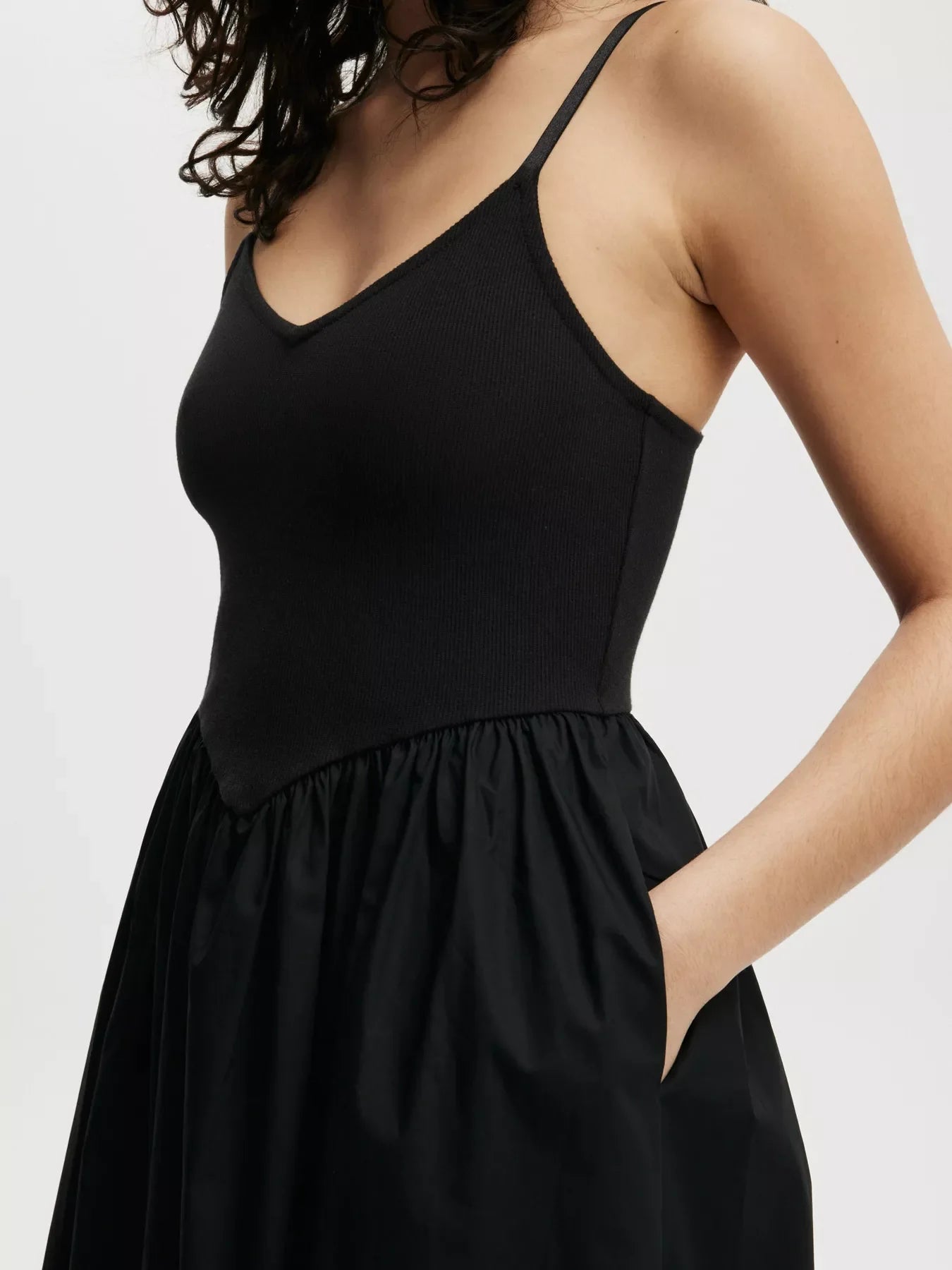 Spaghetti Strap Midi Dress with Pockets