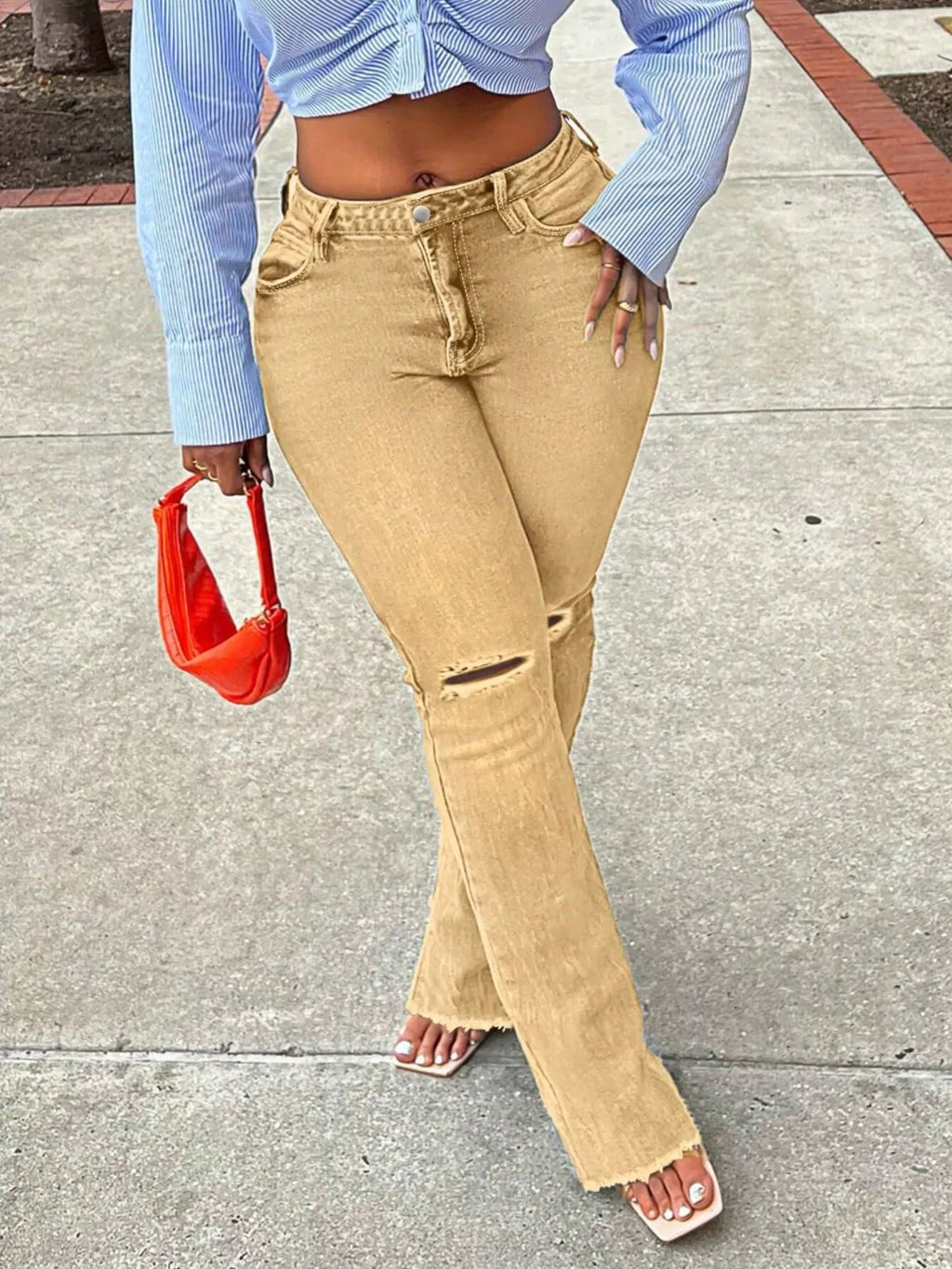 Ripped Knee Flare Jeans