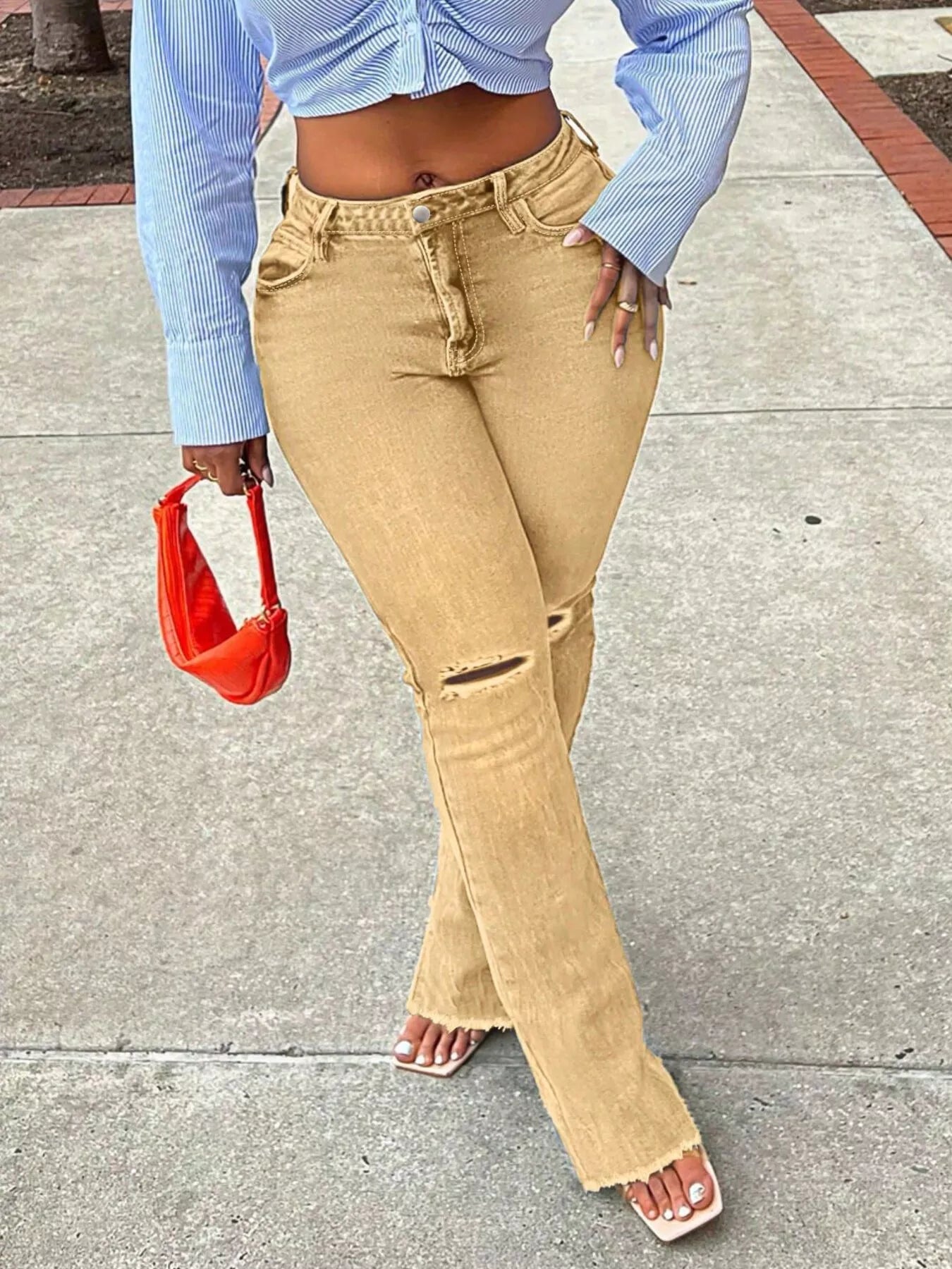 Ripped Knee Flare Jeans