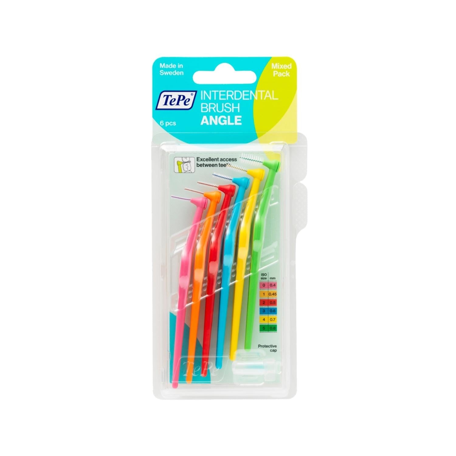 Tepe Interdental Brush: 6-Pack Mixed Colors - Clean Between Teeth, Prevent Gum Disease & Tooth Decay, Orthodontic Brush