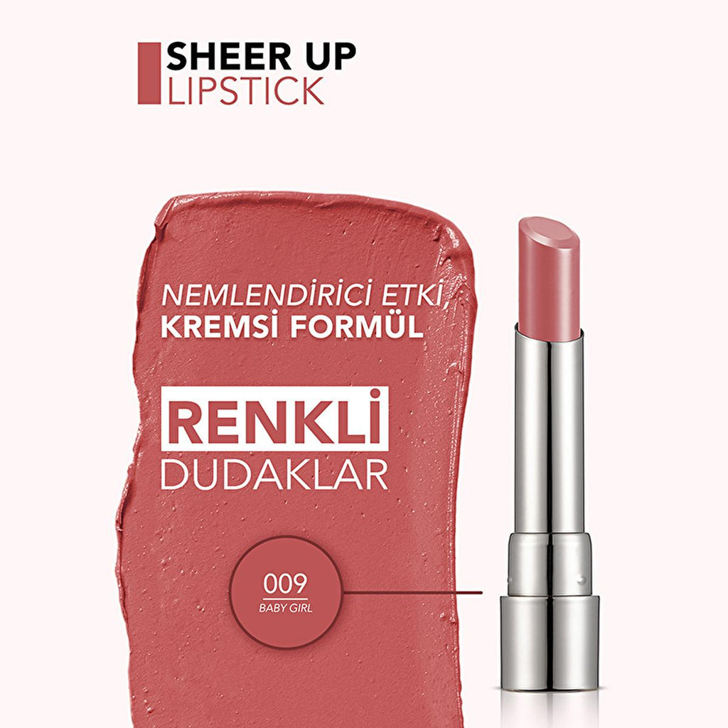 Flormar Sheer Up Baby Girl: Moisturizing Semi-Transparent Rose Lipstick for Natural, Glossy Lips - Hydrating, Lightweight Formula