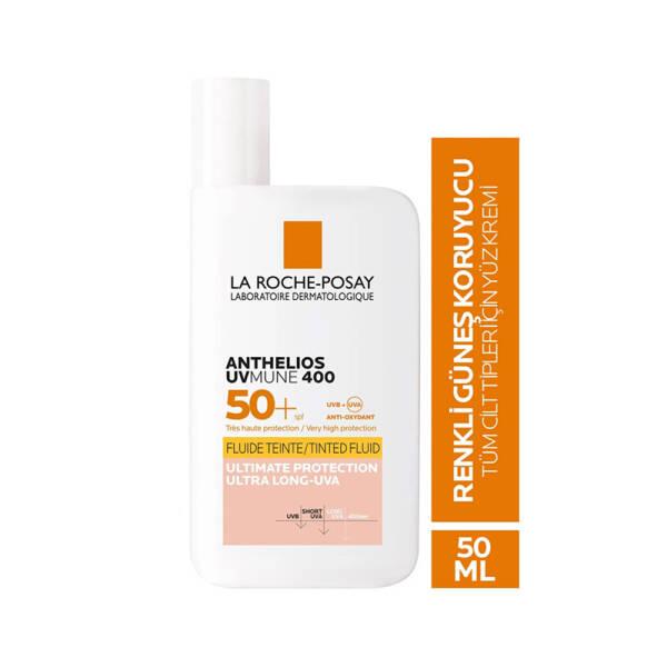 La Roche Posay Anthelios UVmune Fluid Tinted Sunscreen SPF50+ - Hypoallergenic, Non-Comedogenic, Water-Resistant