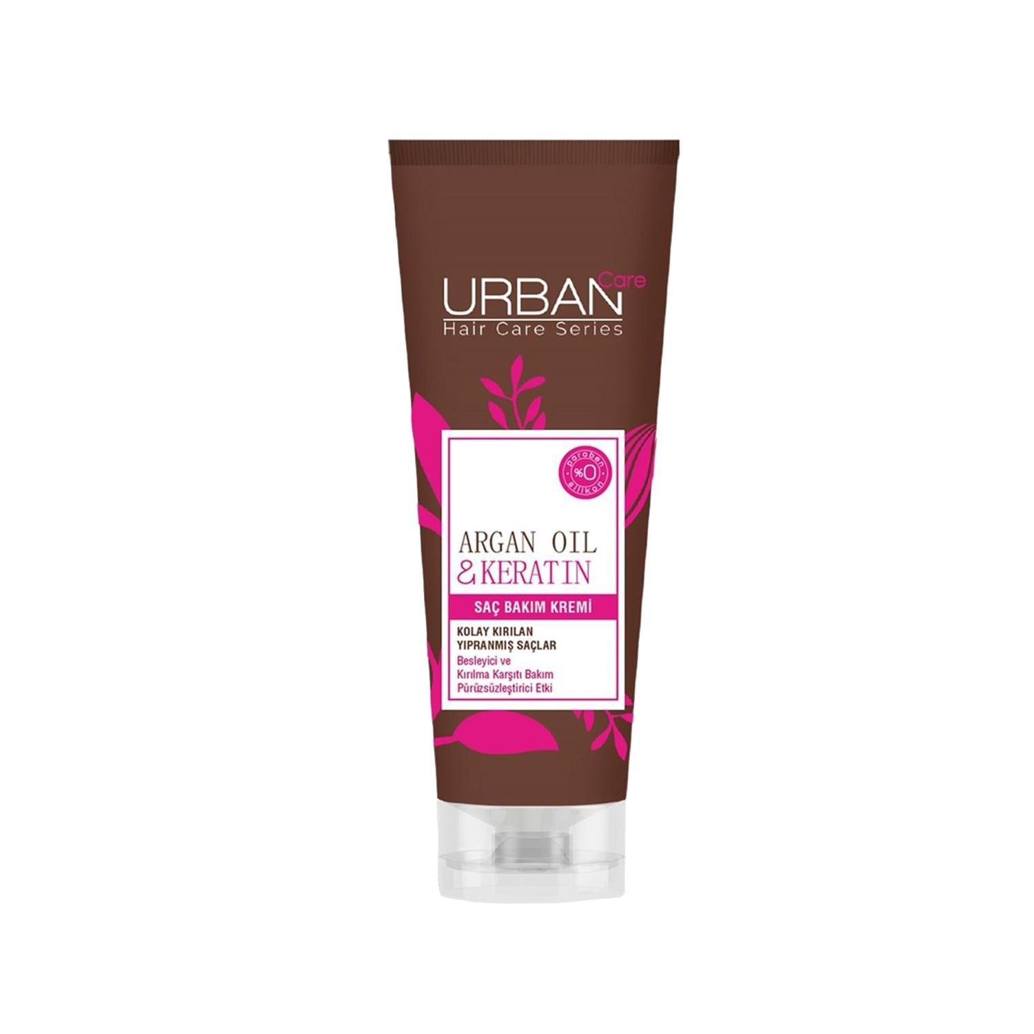 URBAN Care Argan Oil and Keratin Hair Care Cream for Damaged Hair - 250ml, Nourishing, Repairing, 8.45 fl oz