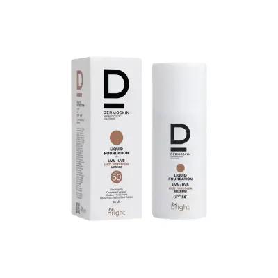 Dermoskin Be Bright SPF50+ Liquid Foundation - Medium Shade, 33ml - Natural Coverage with Sun Protection