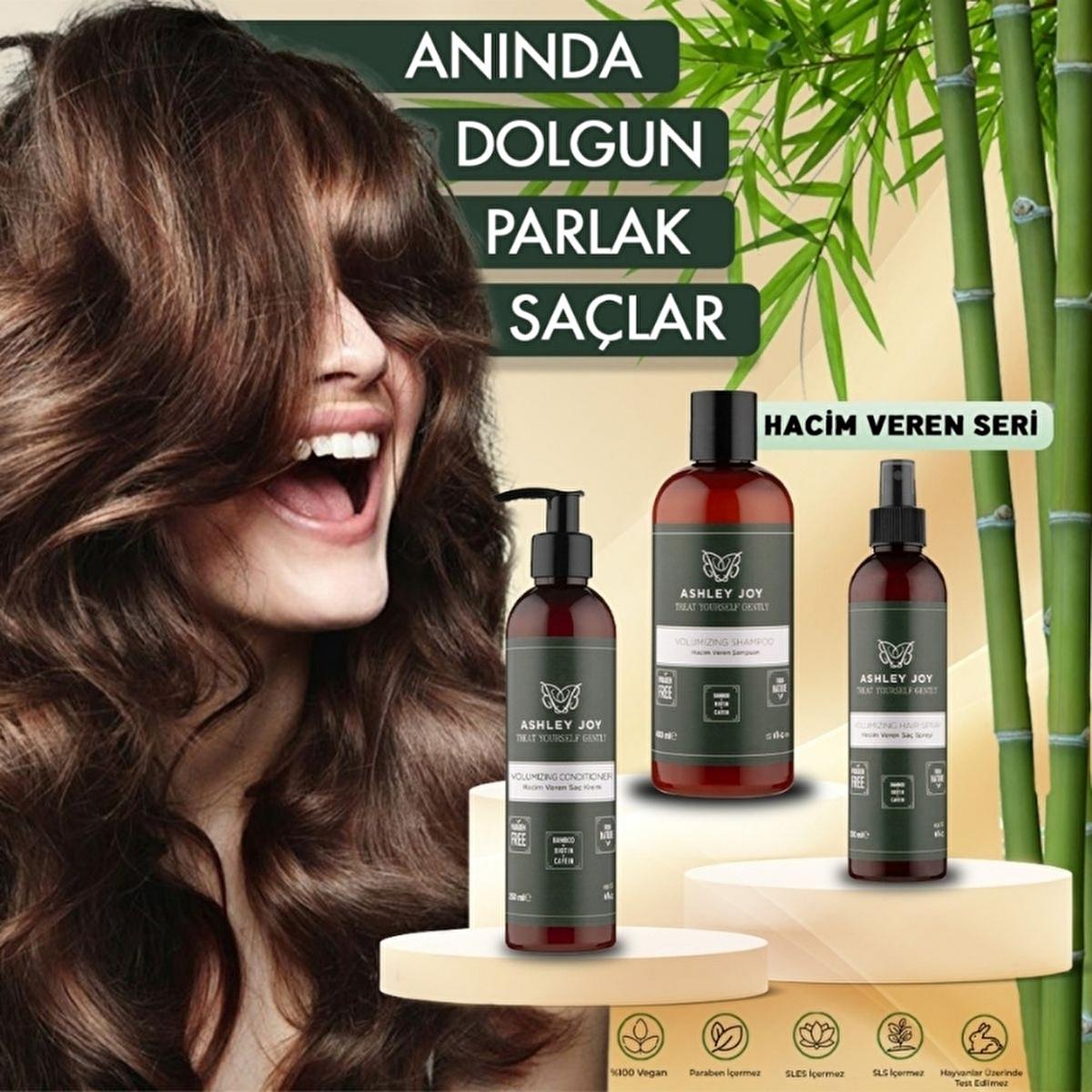 Ashley Joy Volumizing Shampoo: Bamboo & Caffeine for Thicker, Fuller Hair - Paraben Free - 400ml