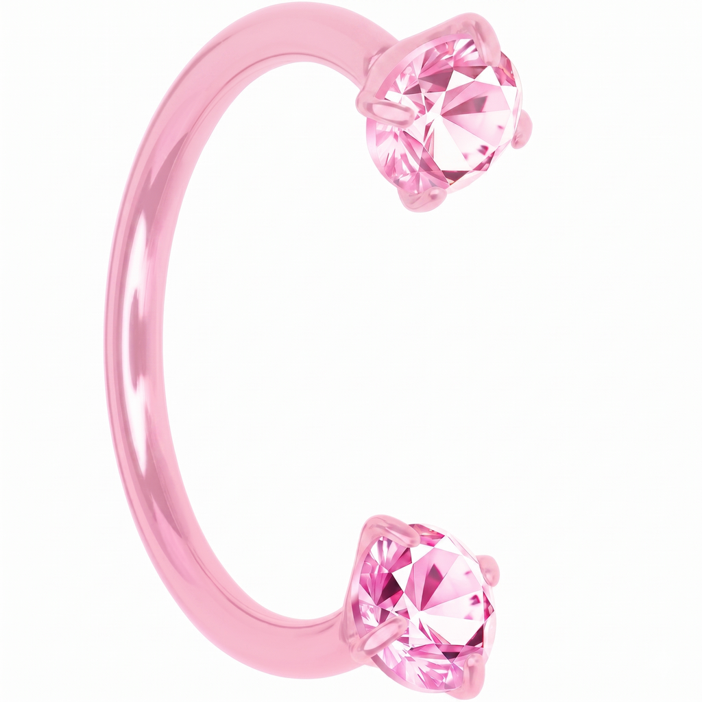 BodyCandy Pink Double Gem Horseshoe Nose Ring - Solid Titanium Anodized — main product shot