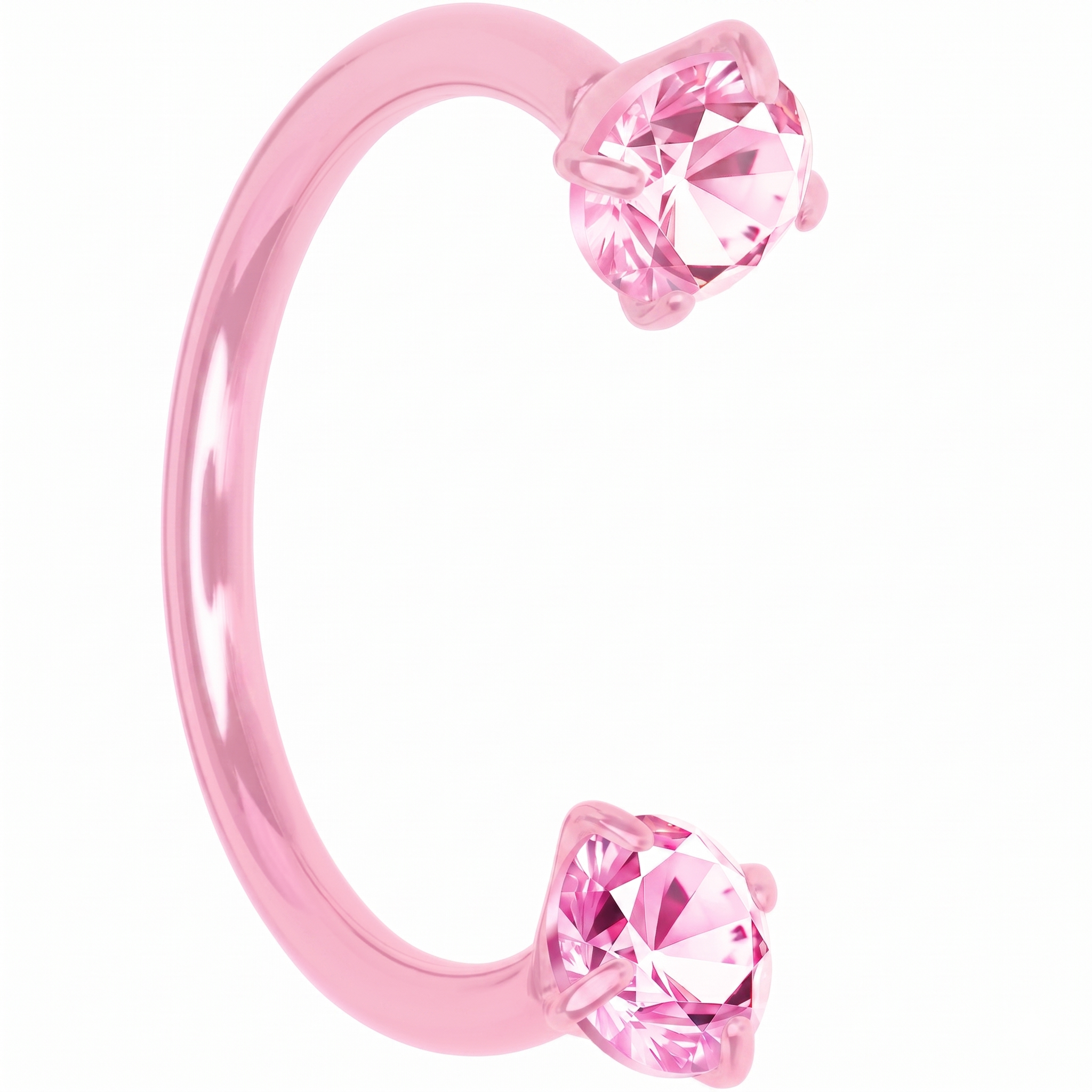 BodyCandy Pink Double Gem Horseshoe Nose Ring - Solid Titanium Anodized — main product shot
