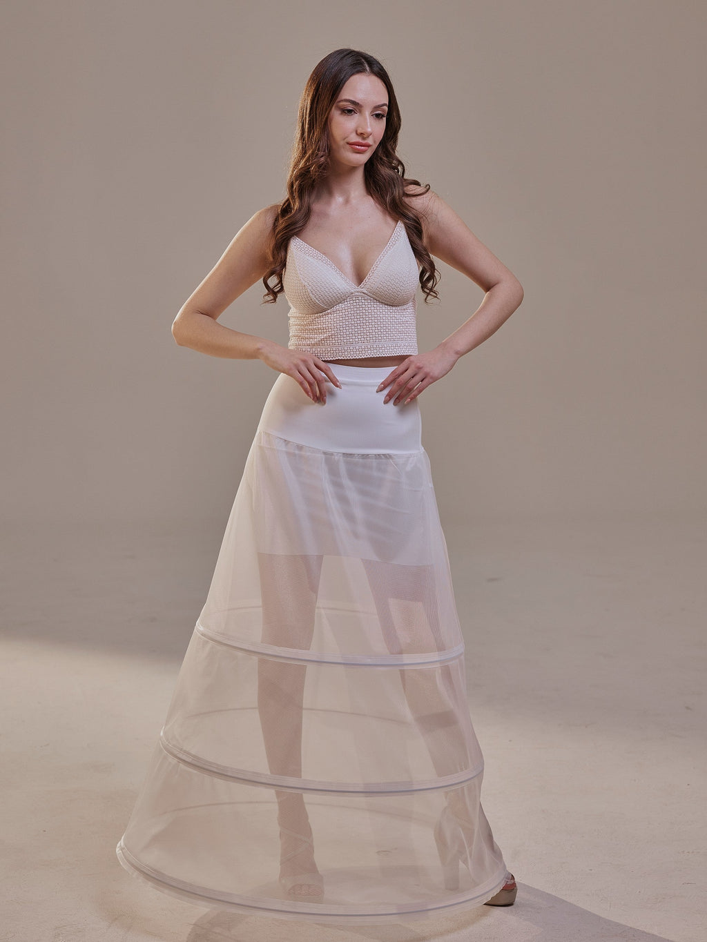 A-Line Wedding Dress Crinoline Skirt , 3 Hoops & Waist Corsage – Bridal Port