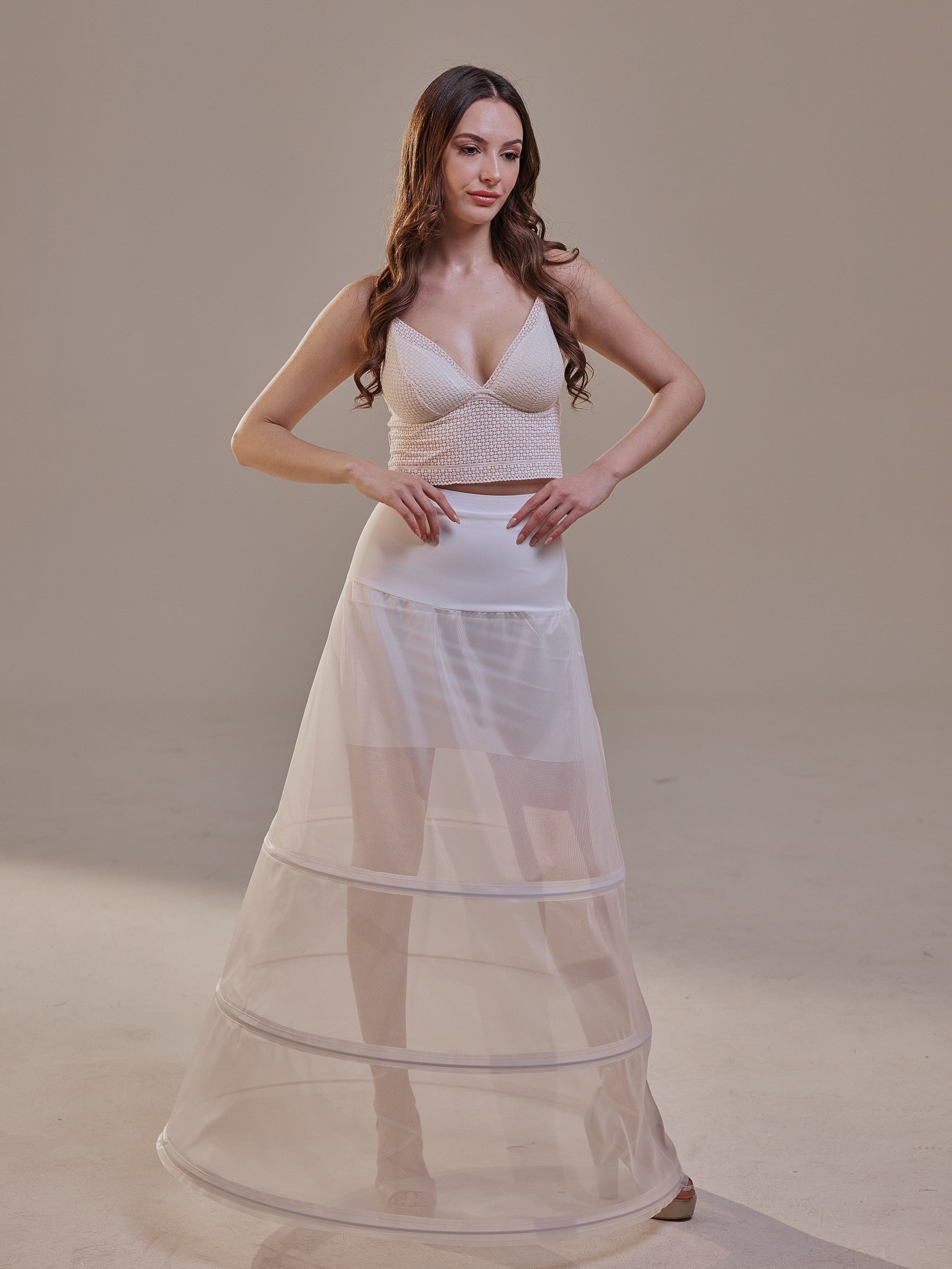 A-Line Wedding Dress Crinoline Skirt , 3 Hoops & Waist Corsage – Bridal Port
