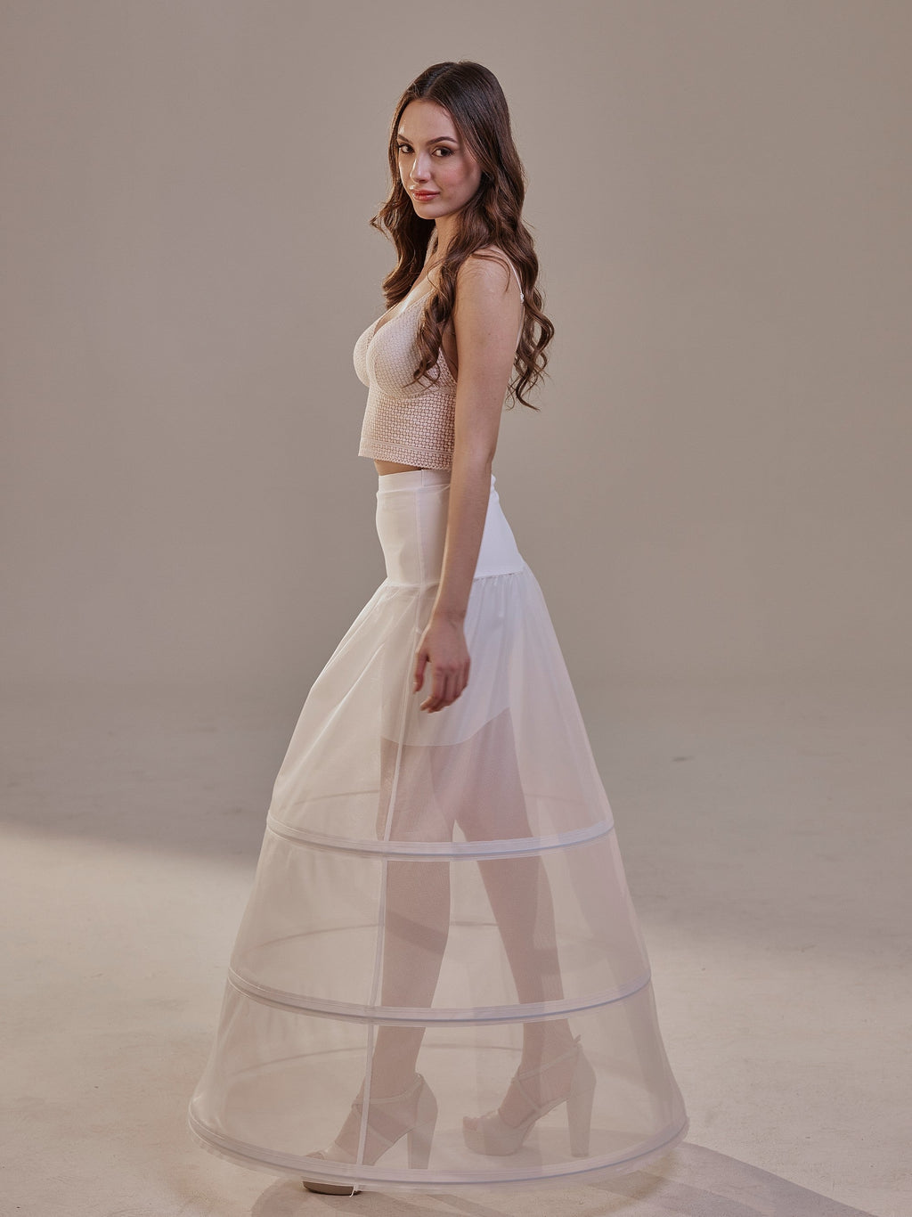 A-Line Wedding Dress Crinoline Skirt , 3 Hoops & Waist Corsage – Bridal Port, view 11