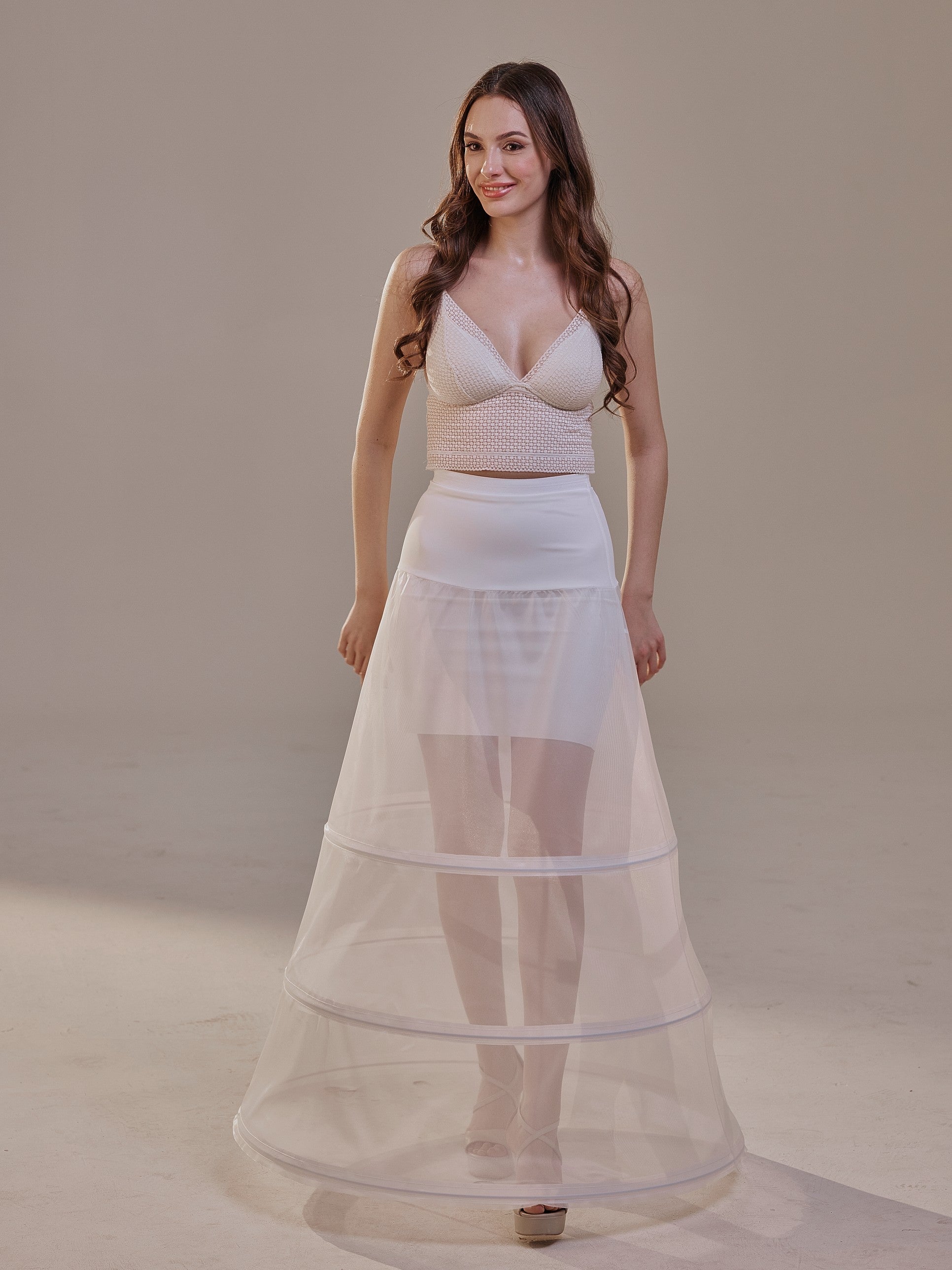 A-Line Wedding Dress Crinoline Skirt , 3 Hoops & Waist Corsage – Bridal Port, view 2
