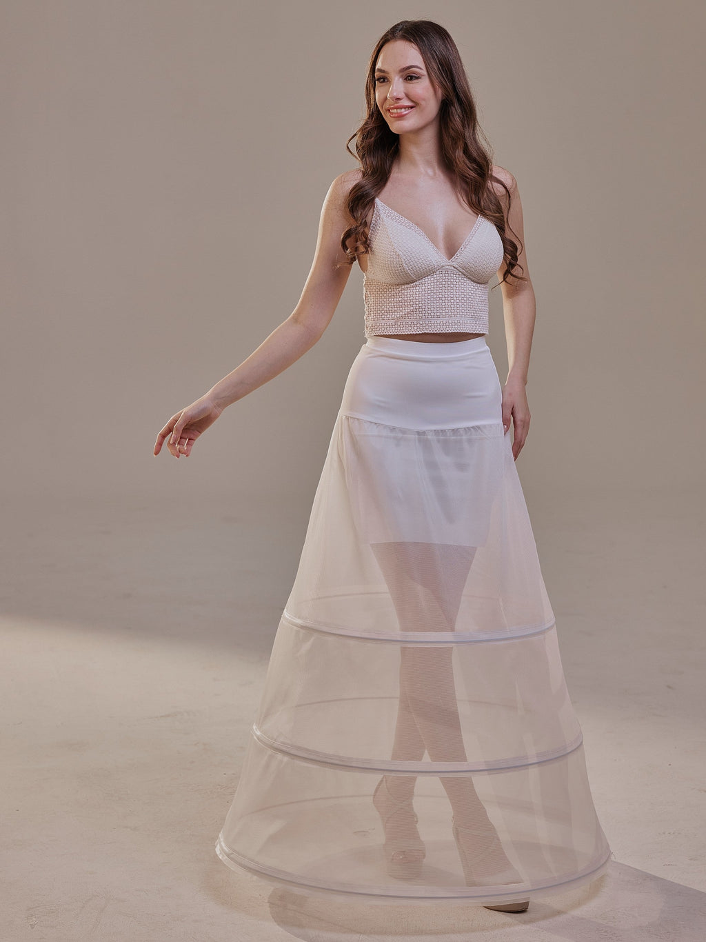 A-Line Wedding Dress Crinoline Skirt , 3 Hoops & Waist Corsage – Bridal Port, view 3