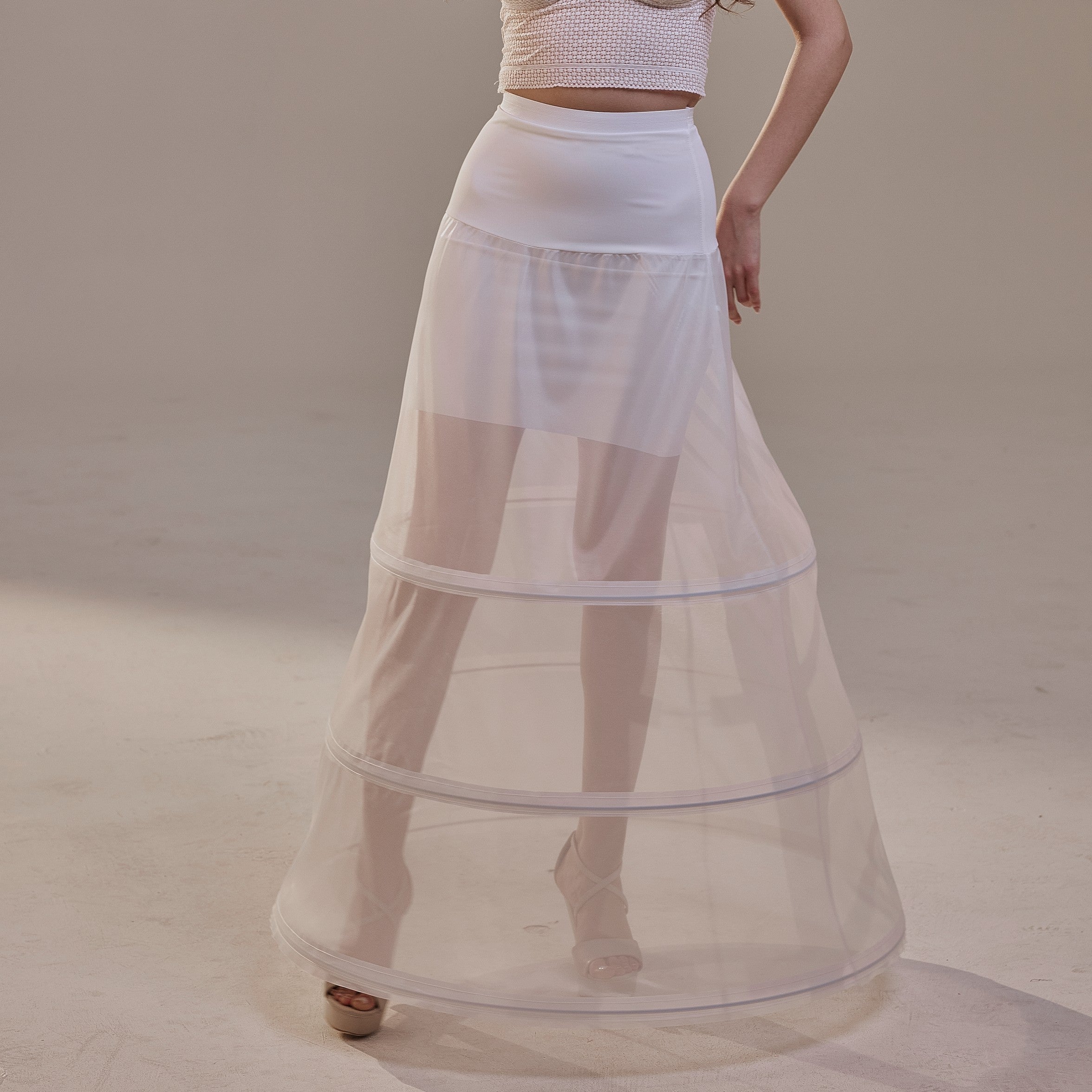 A-Line Wedding Dress Crinoline Skirt , 3 Hoops & Waist Corsage – Bridal Port, view 5