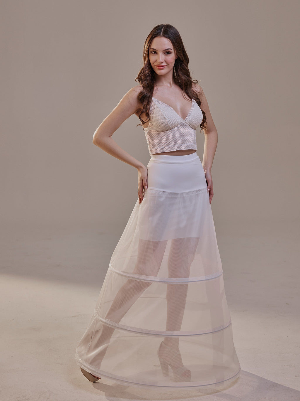 A-Line Wedding Dress Crinoline Skirt , 3 Hoops & Waist Corsage – Bridal Port, view 8