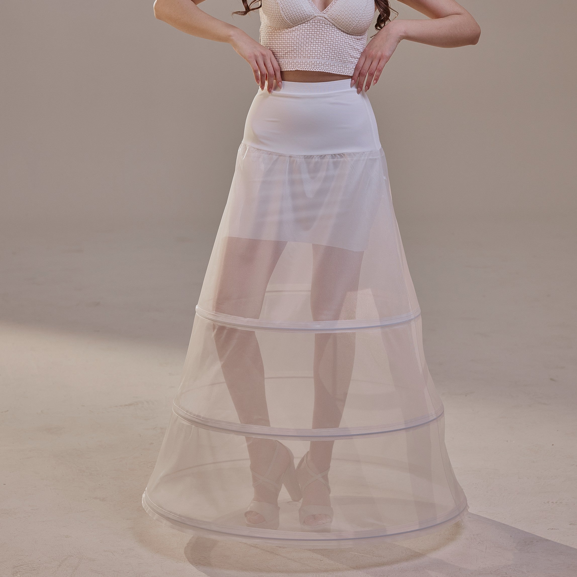 A-Line Wedding Dress Crinoline Skirt , 3 Hoops & Waist Corsage – Bridal Port, view 9