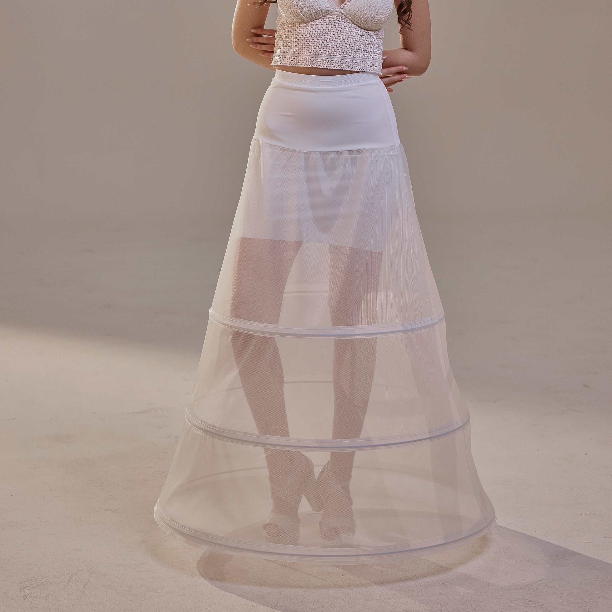 A-Line Wedding Dress Crinoline Skirt , 3 Hoops & Waist Corsage – Bridal Port, view 10