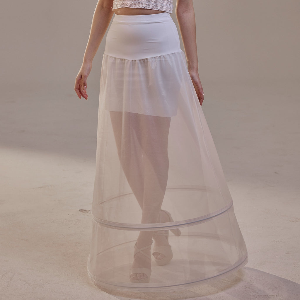 A-Line Wedding Dress Petticoat , Two Hoops Underskirt with Waist Corsage – Bridal Port, view 3