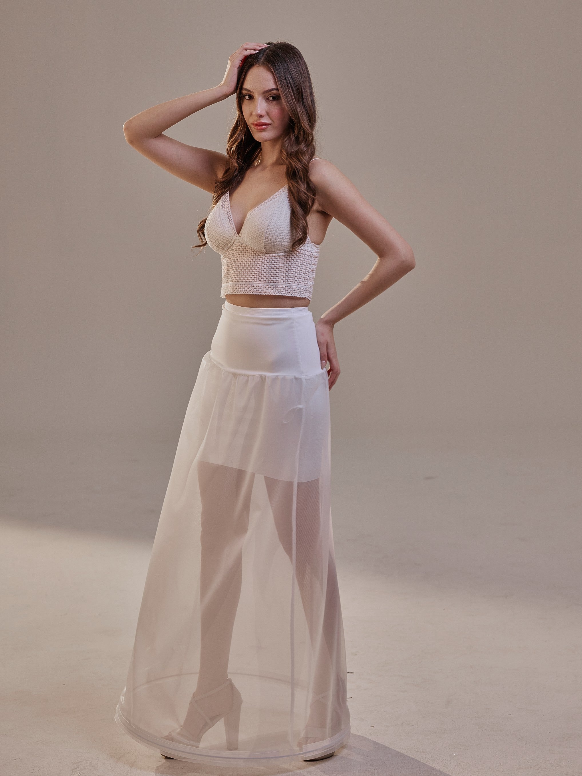 A-Line Wedding Dress Petticoat , One Hoop Underskirt with Waist Corsage – Bridal Port, view 5