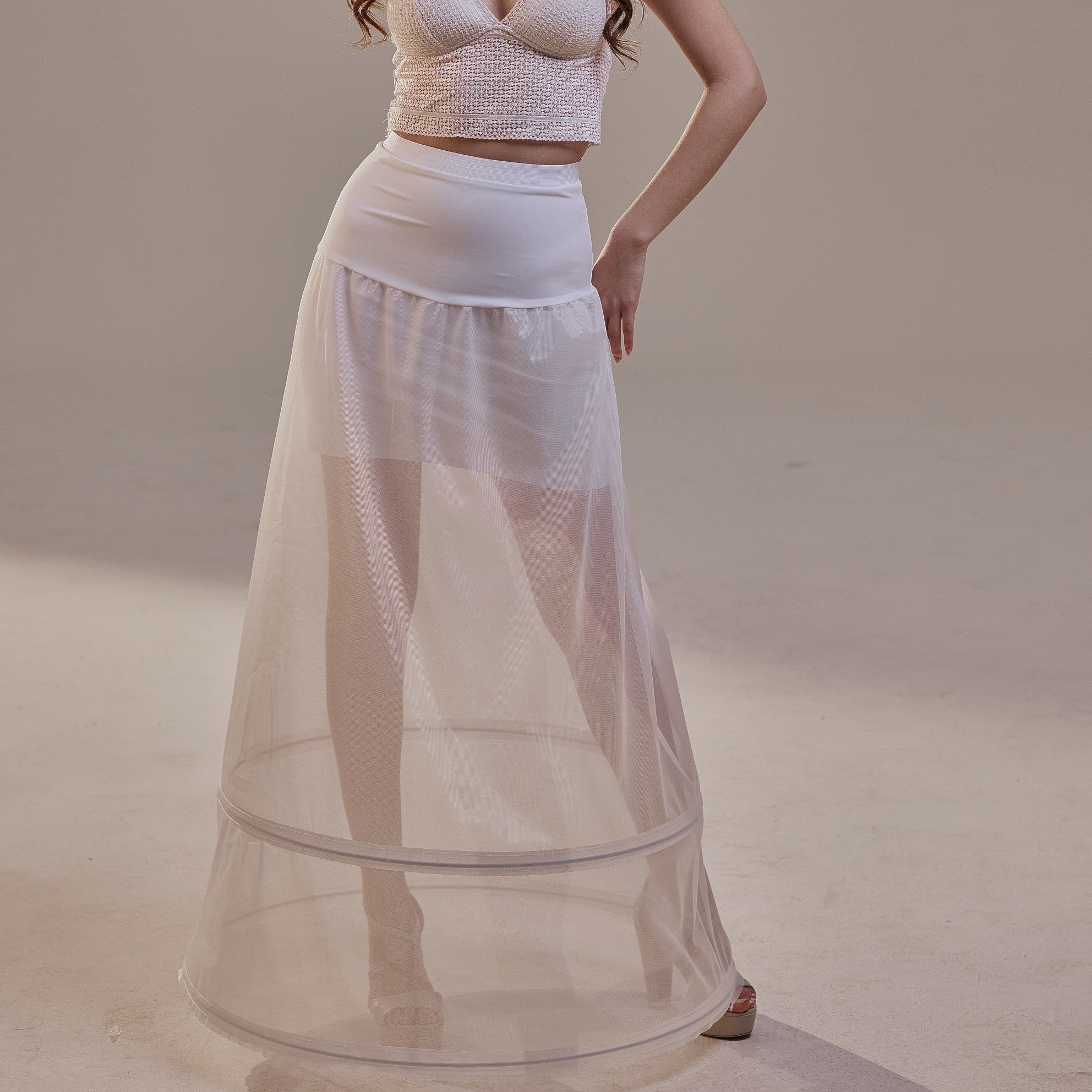 A-Line Wedding Dress Petticoat , Two Hoops Underskirt with Waist Corsage – Bridal Port, view 6
