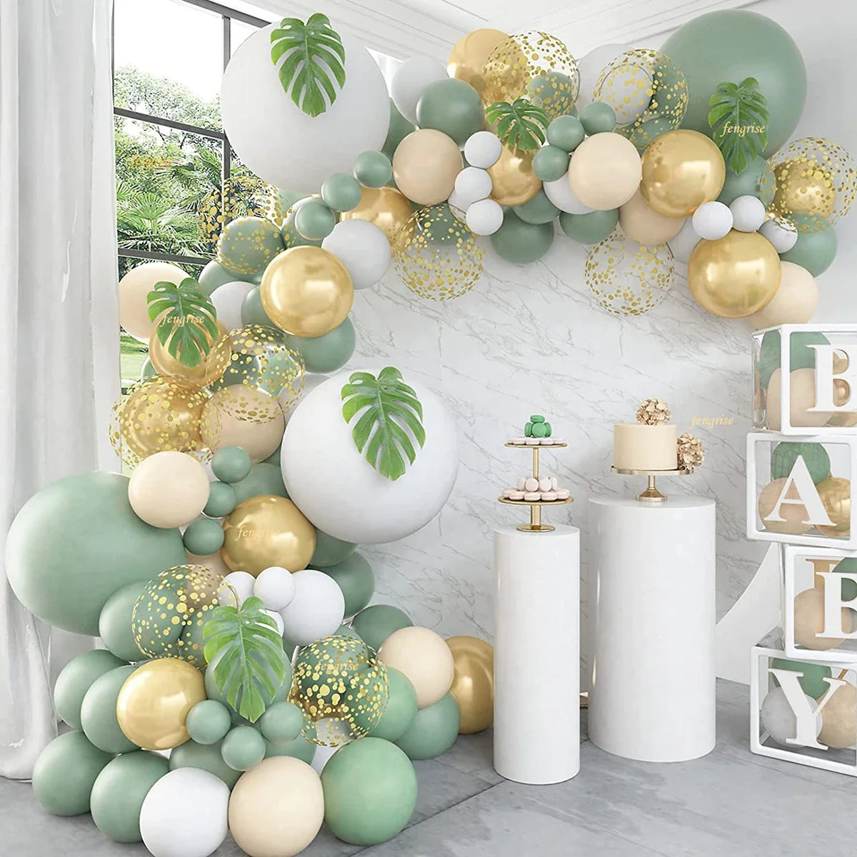 Perfecsy Sage Green Balloon Garland Arch Kit Wedding Birthday Party Decoration Kids Adult Wedding Balloons Baby Shower Decor 