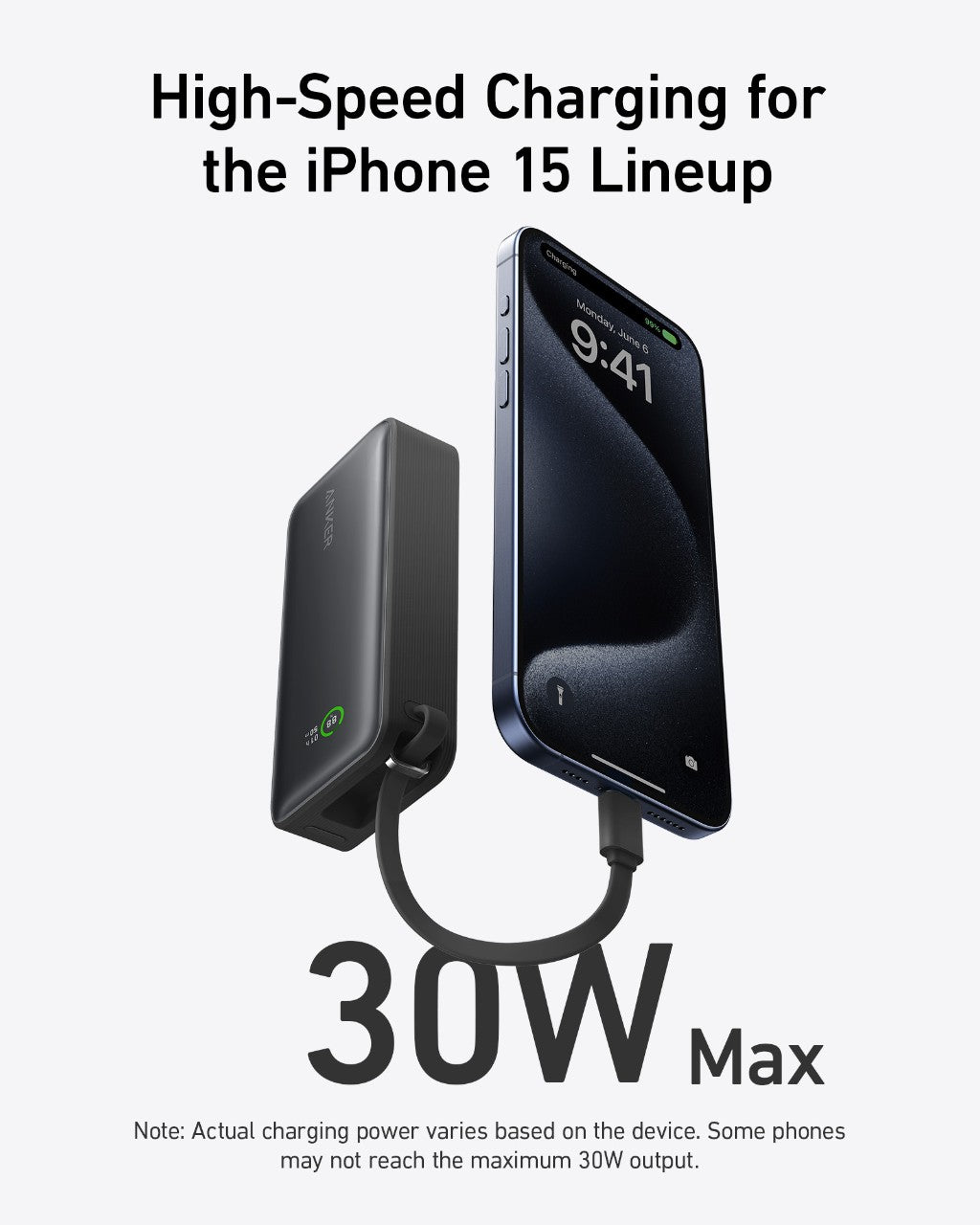 Anker Nano Power Bank (30W, Built-In USB-C Cable), view 2