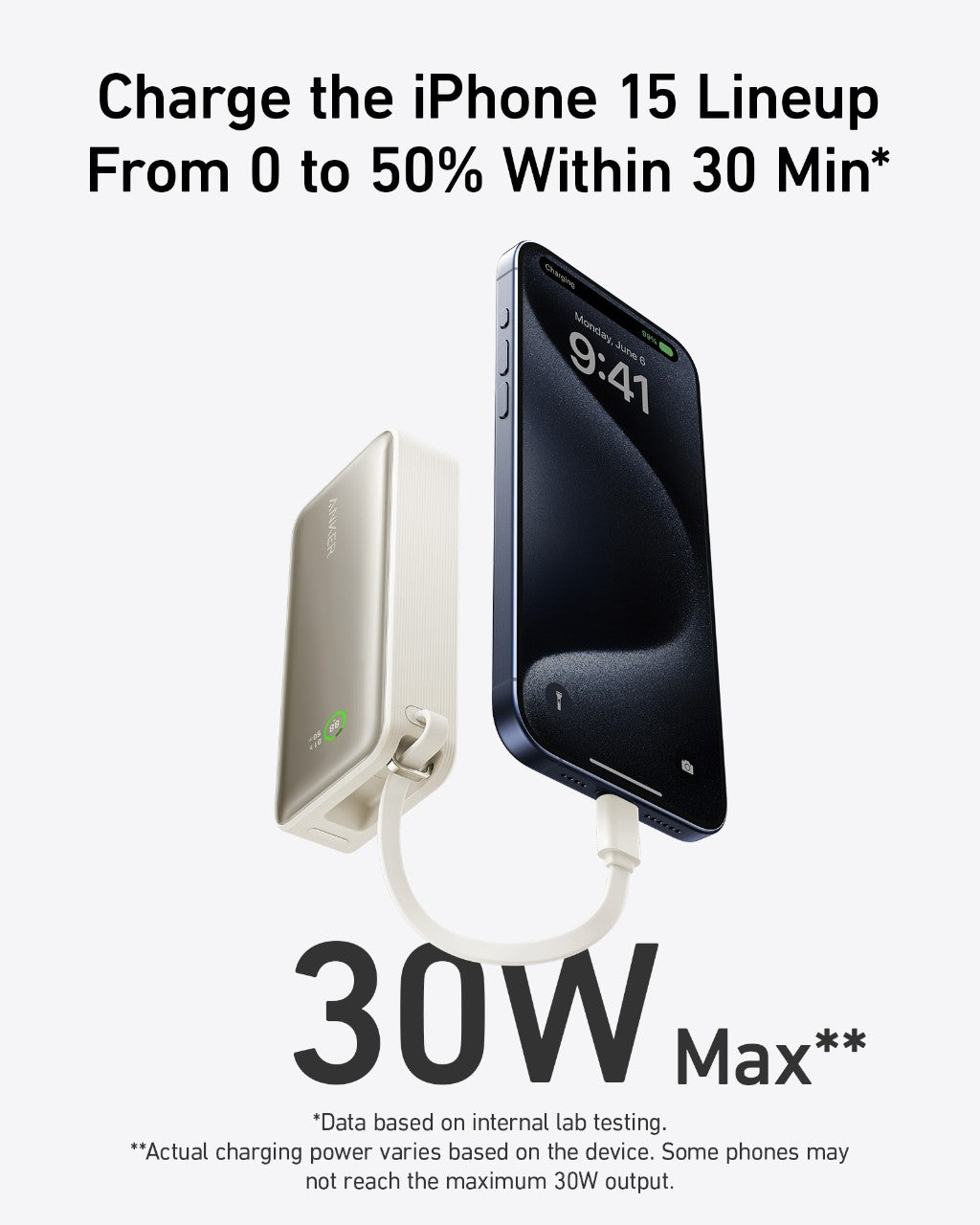 Anker Nano Power Bank (30W, Built-In USB-C Cable), view 8