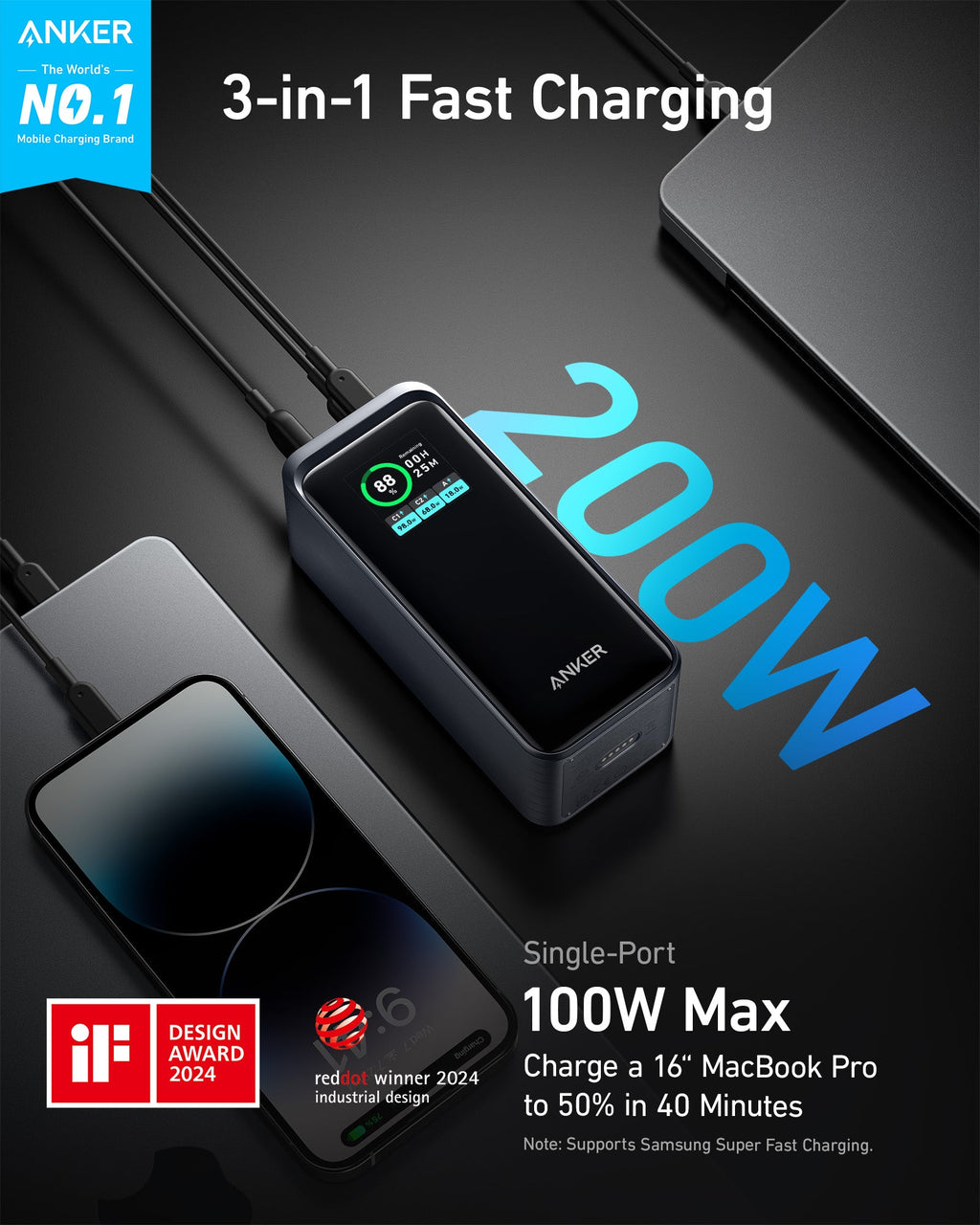Anker Prime Power Bank (20K, 200W), view 2