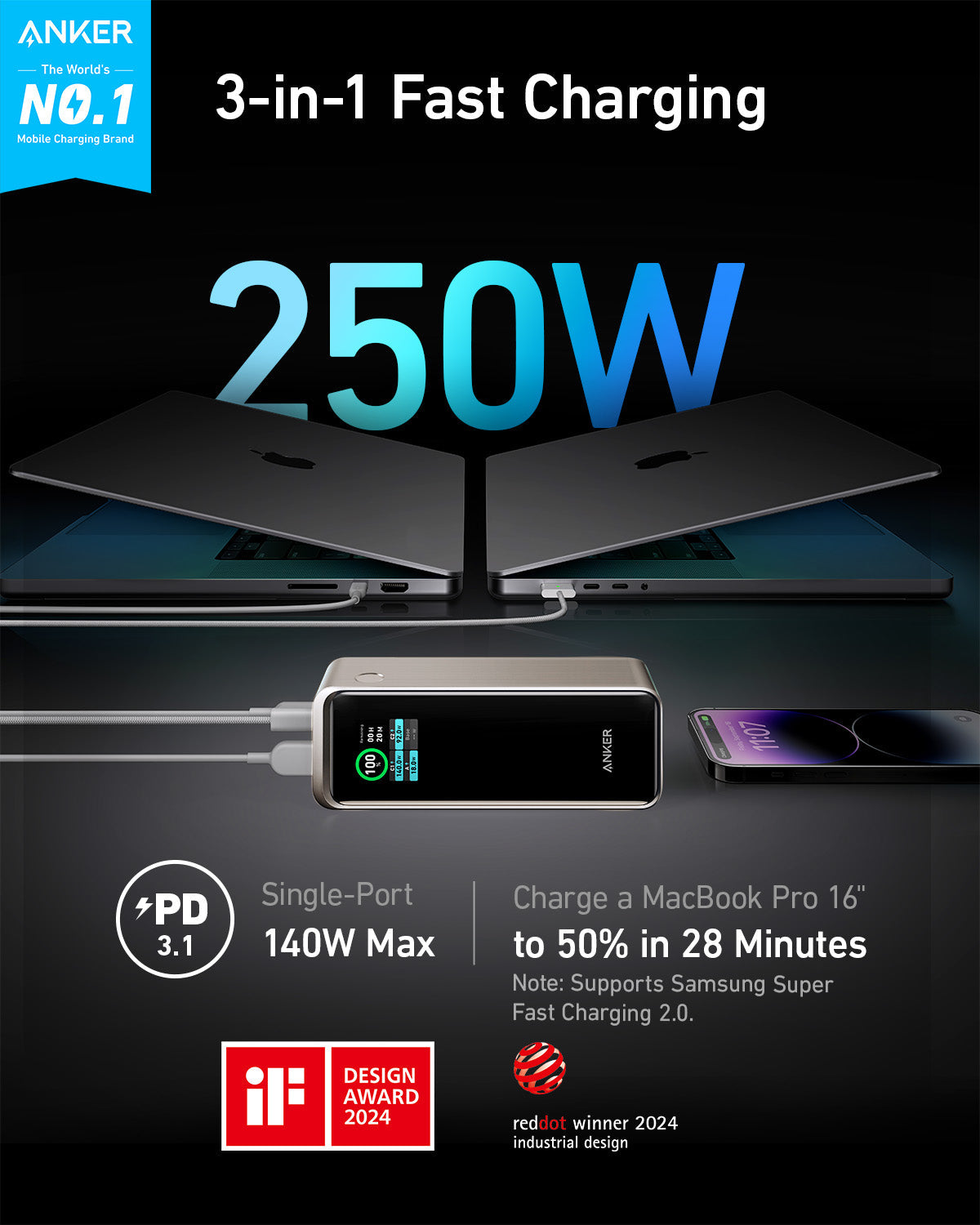 Anker Prime Power Bank (27K, 250W), view 8