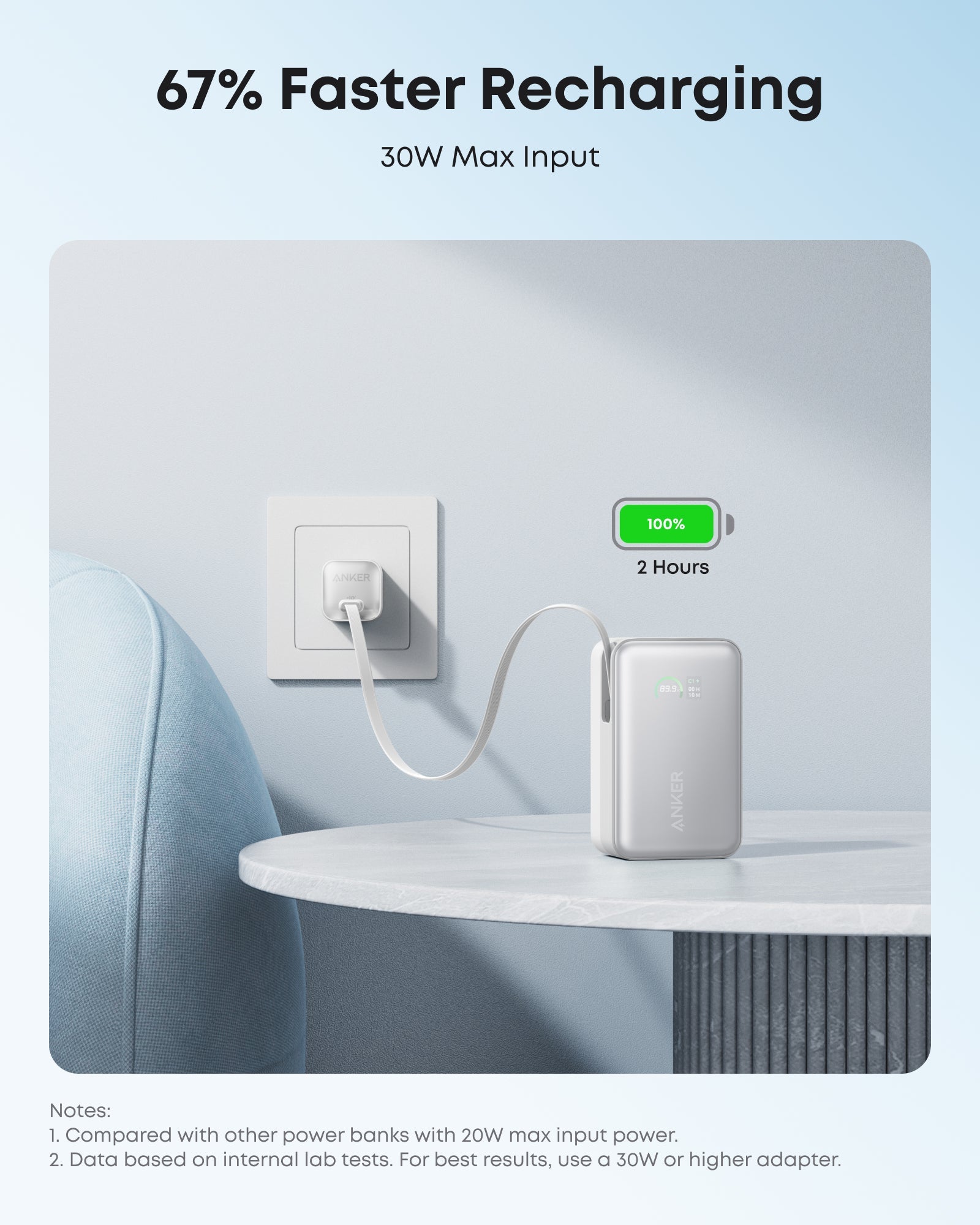 Anker Nano Power Bank (10K, 45W, Built-In Retractable USB-C Cable), view 7