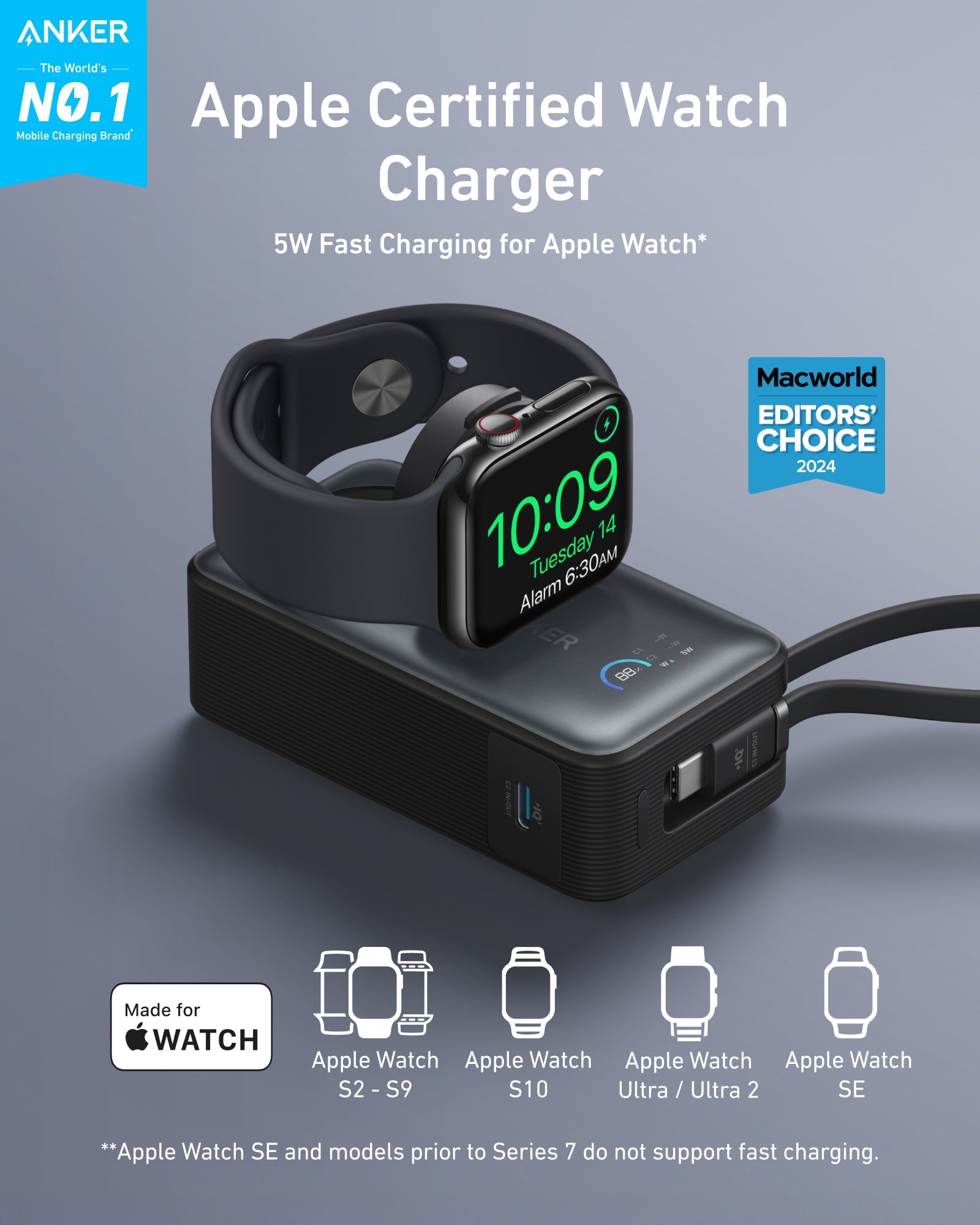 Anker MagGo Power Bank (10K, 35W, For Apple Watch), view 2