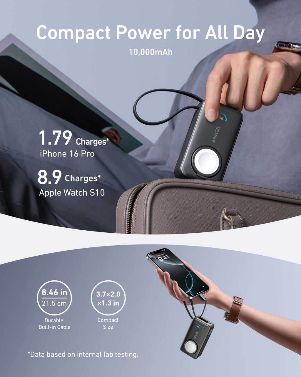 Anker MagGo Power Bank (10K, 35W, For Apple Watch), view 4