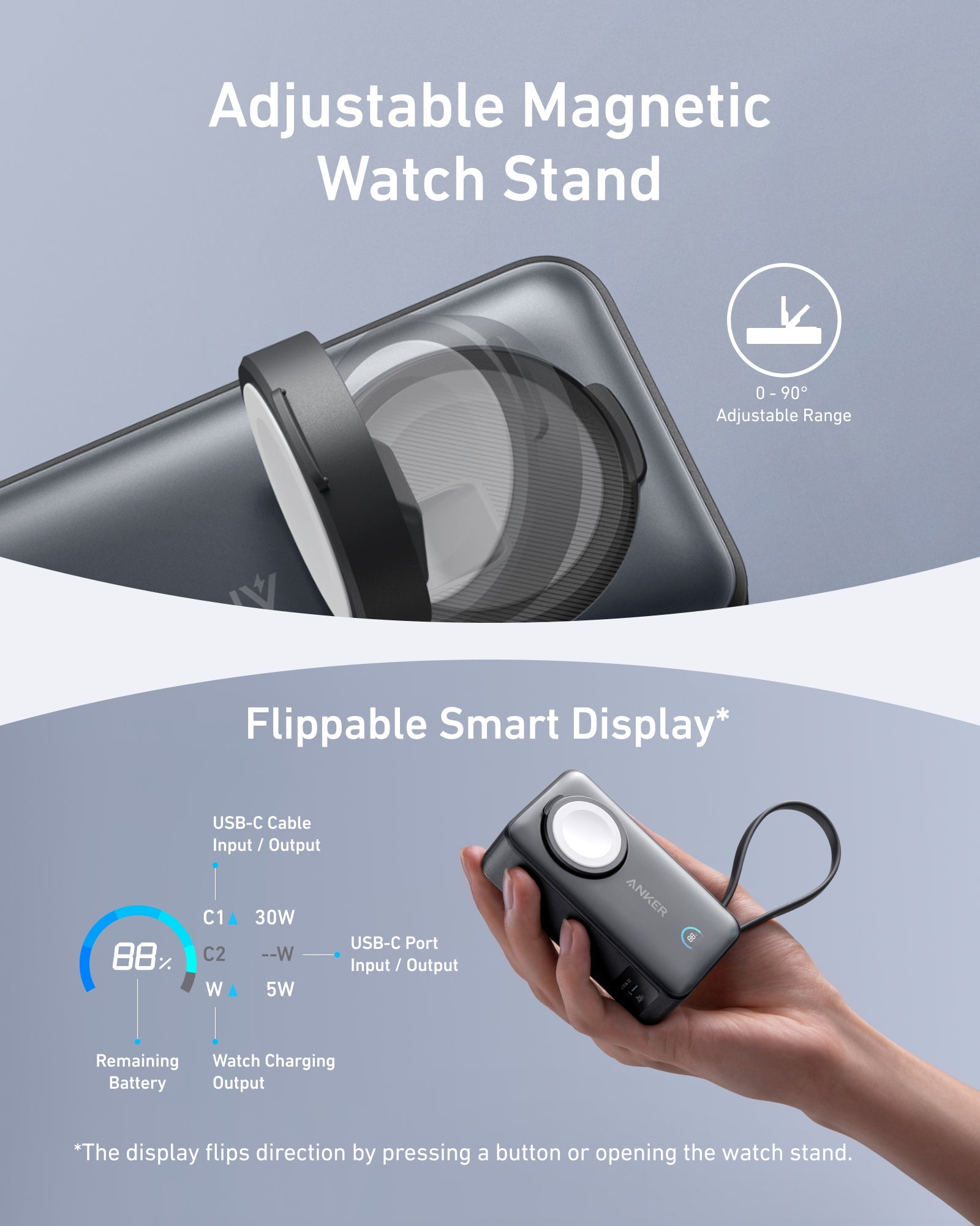 Anker MagGo Power Bank (10K, 35W, For Apple Watch), view 5