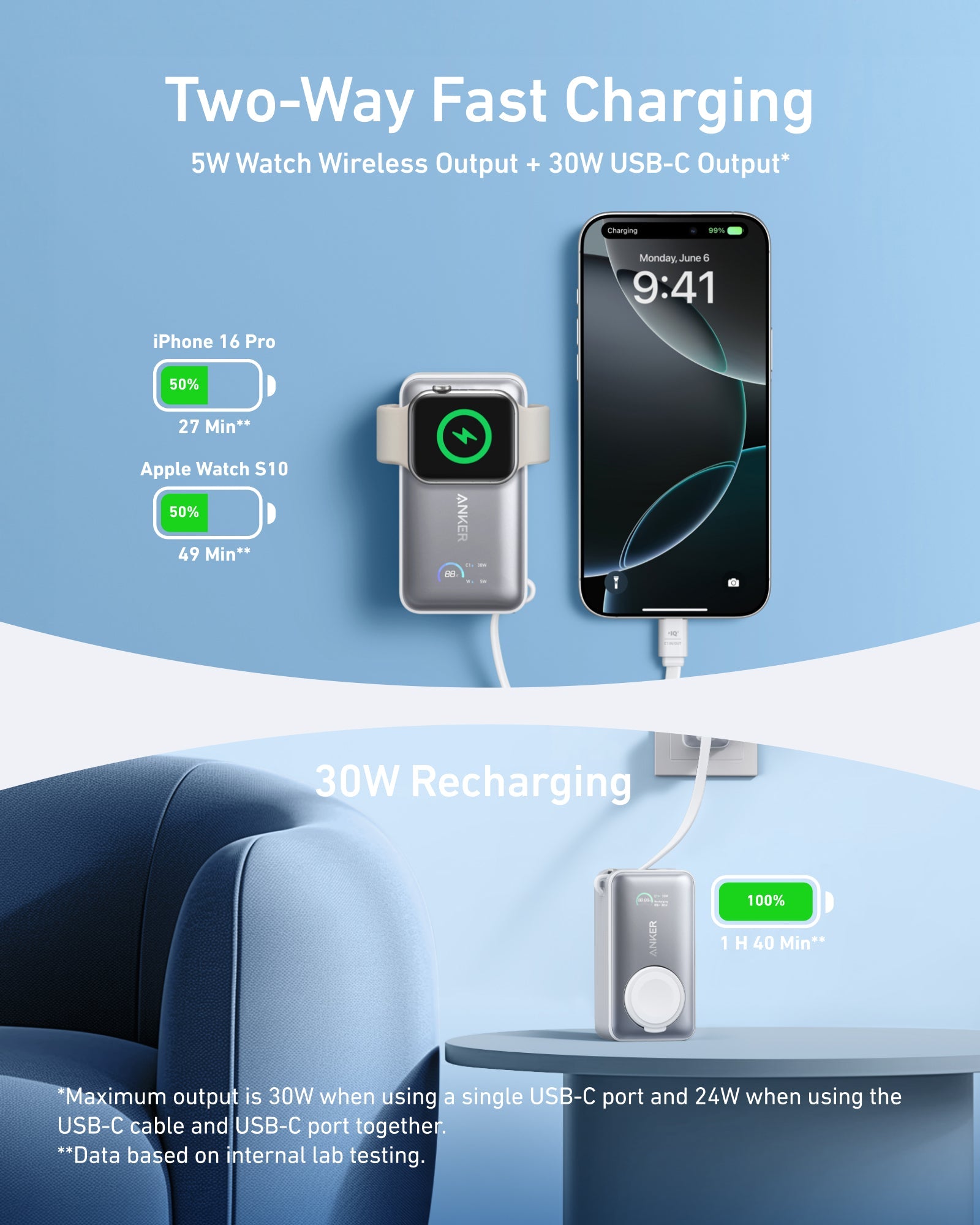 Anker MagGo Power Bank (10K, 35W, For Apple Watch), view 9