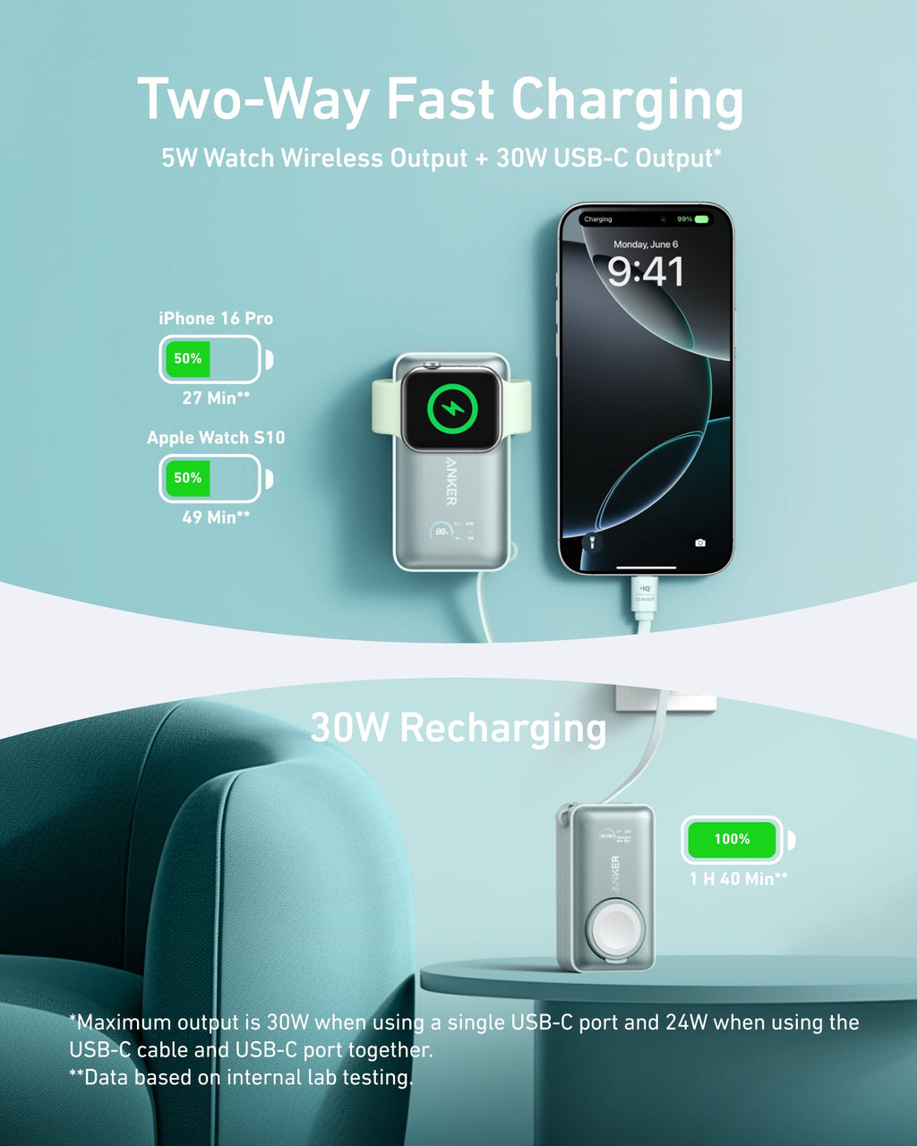 Anker MagGo Power Bank (10K, 35W, For Apple Watch), view 21