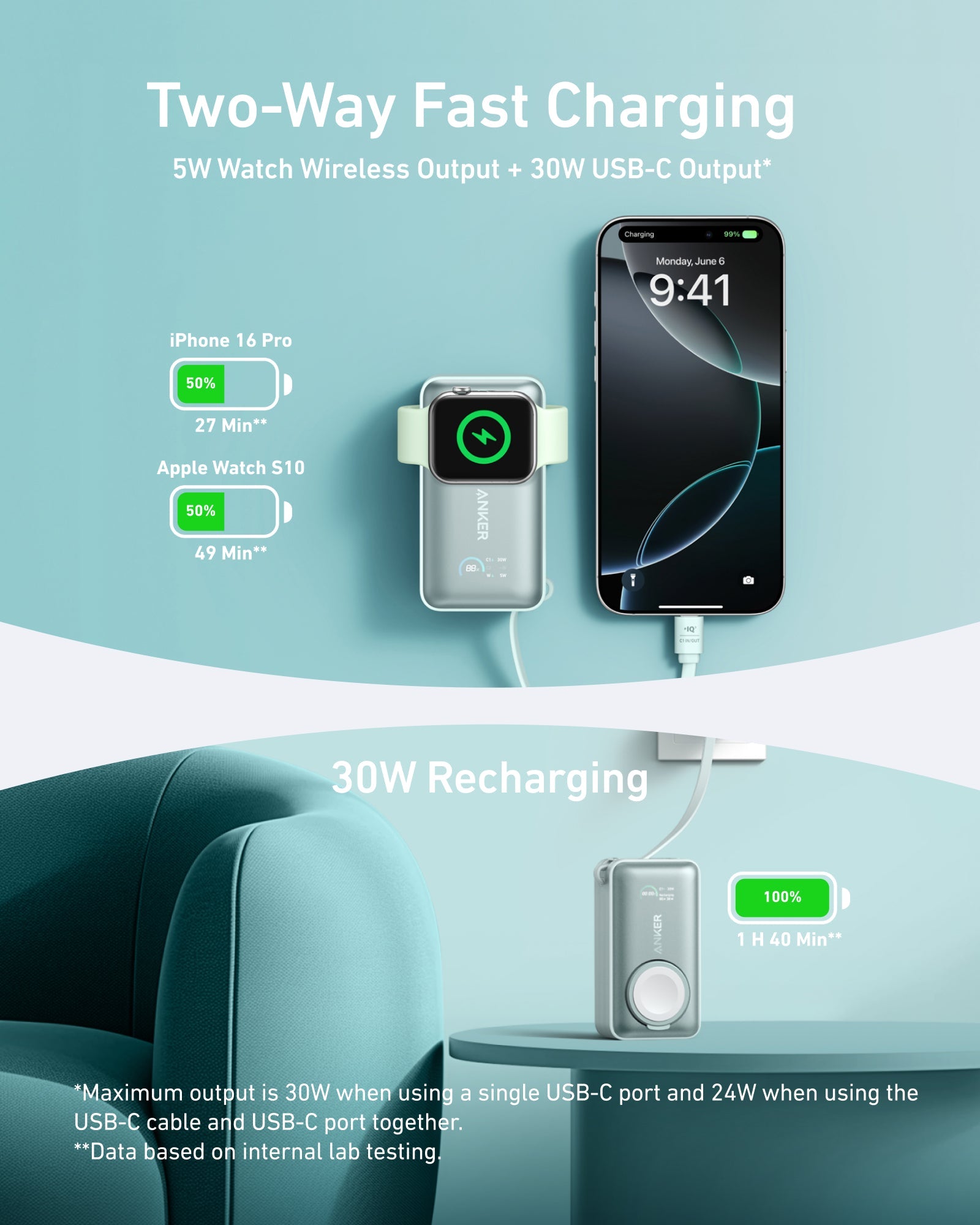 Anker MagGo Power Bank (10K, 35W, For Apple Watch), view 21