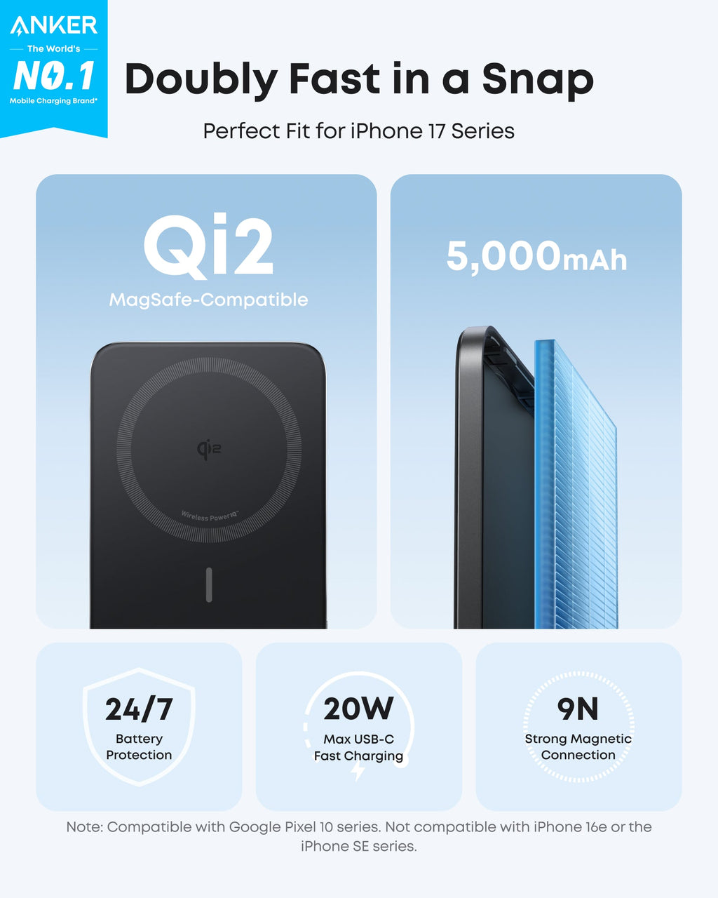 Anker Nano Power Bank (5K, MagGo, Slim), view 2