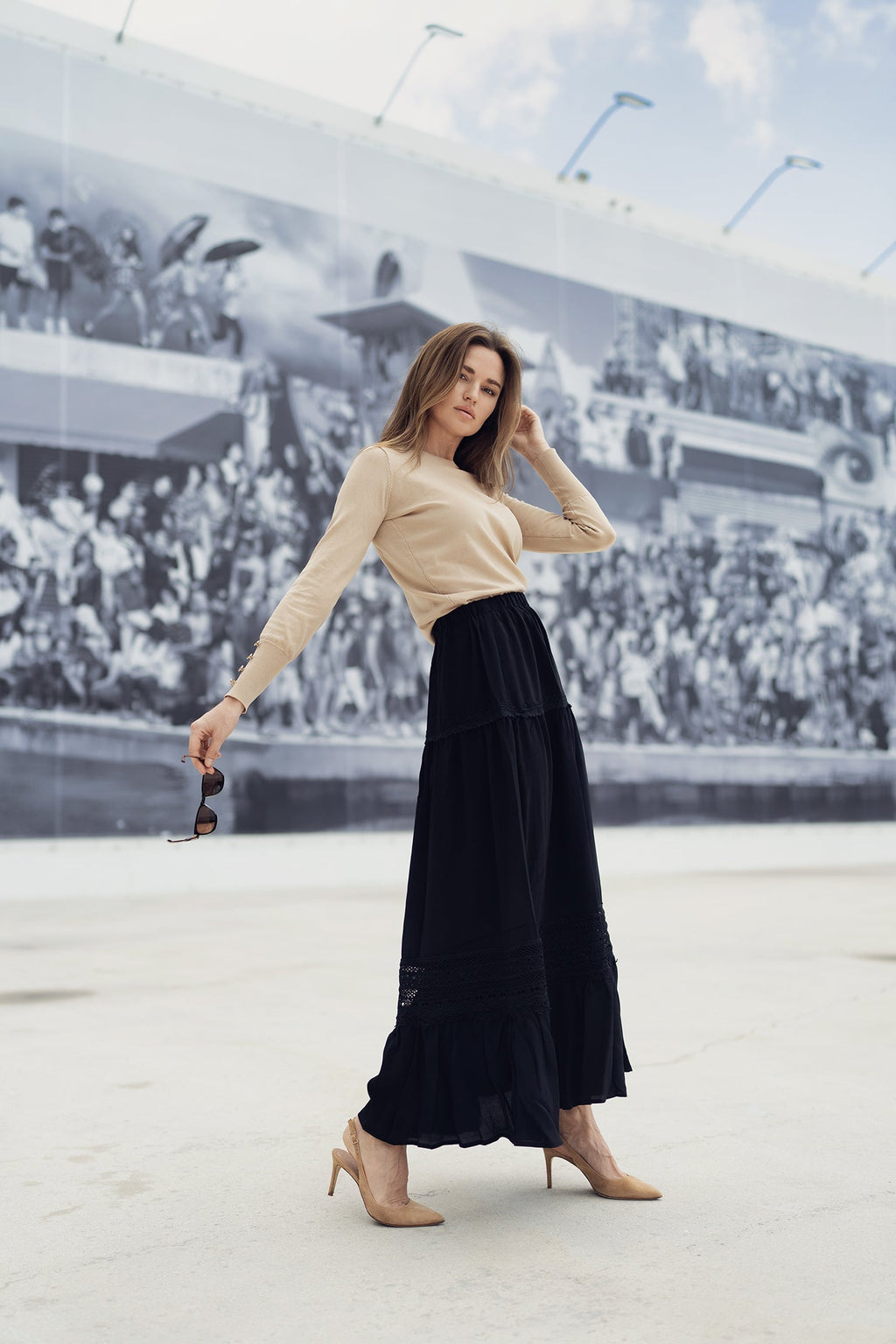 profile-nyc EYELET SKIRT IN WHITE — WHITE detail