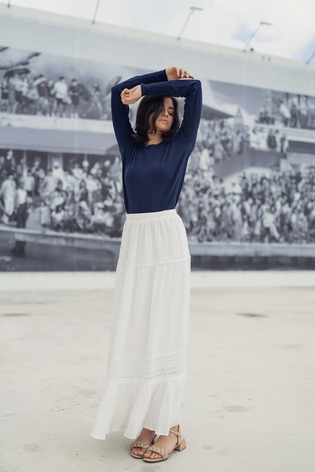 profile-nyc EYELET SKIRT IN WHITE — main product shot