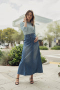 profile-nyc DENIM ROUND POCKET SKIRT — main product shot