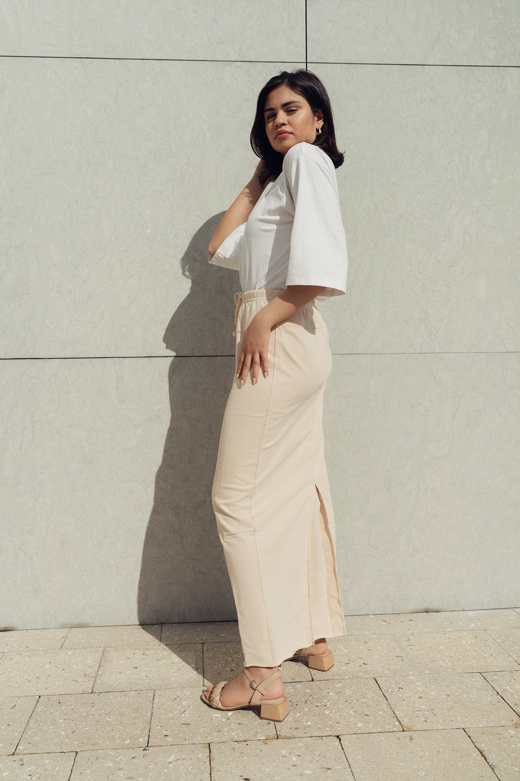 profile-nyc STRAIGHT JERSEY SKIRT — detail close-up