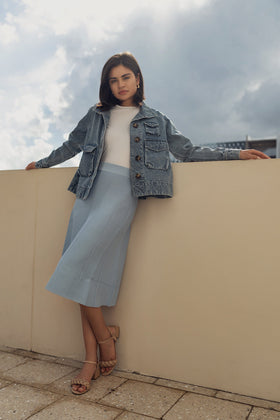 profile-nyc SUMMER SEAM SKIRT IN SKY BLUE