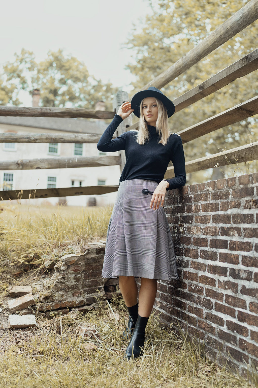 WOOL PLAID KILT SKIRT