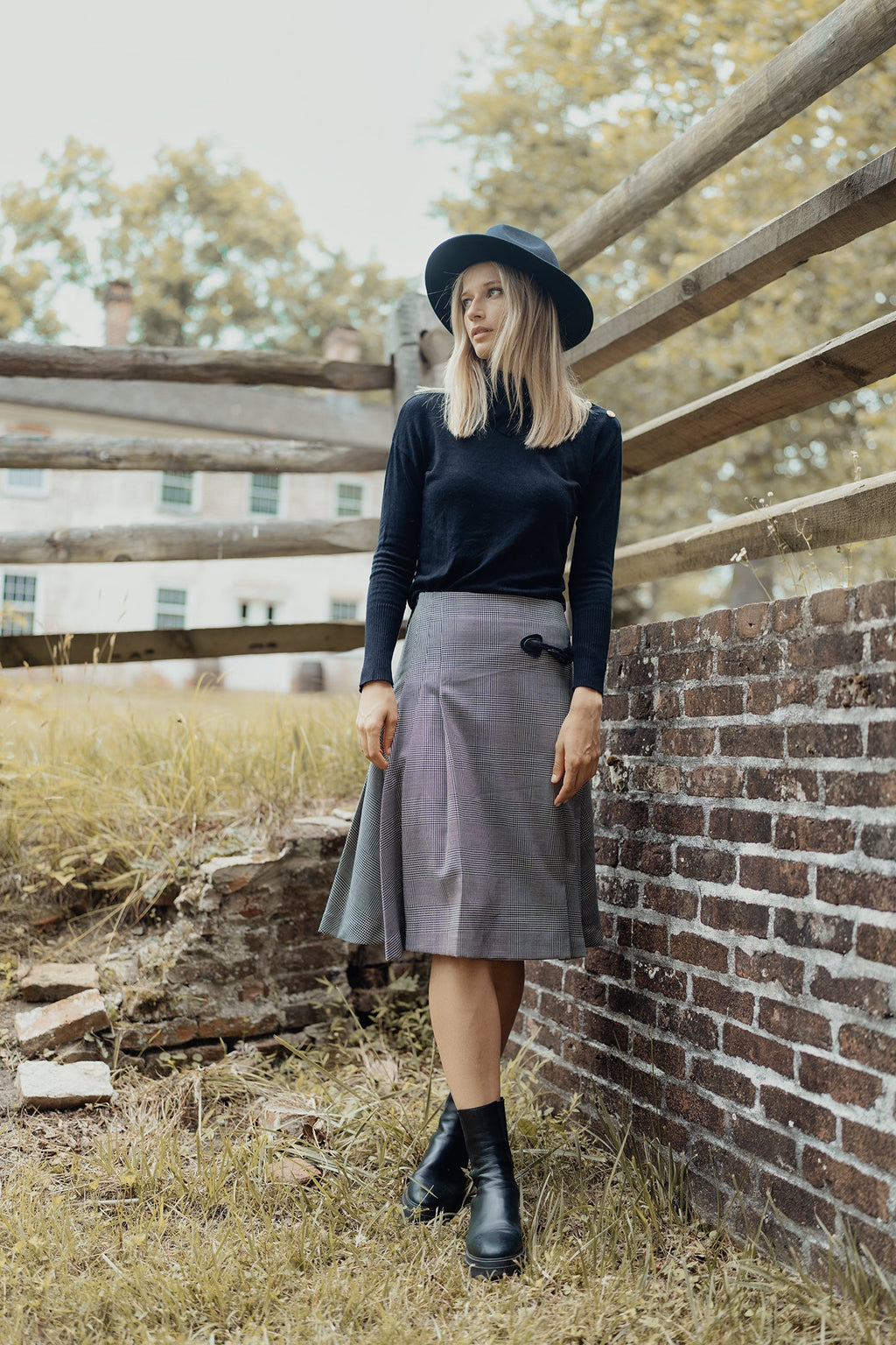 WOOL PLAID KILT SKIRT