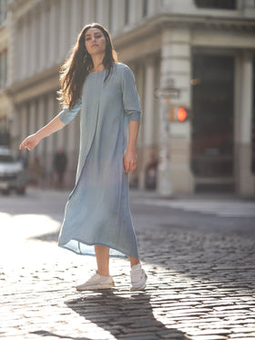 TENCEL PLEAT DRESS