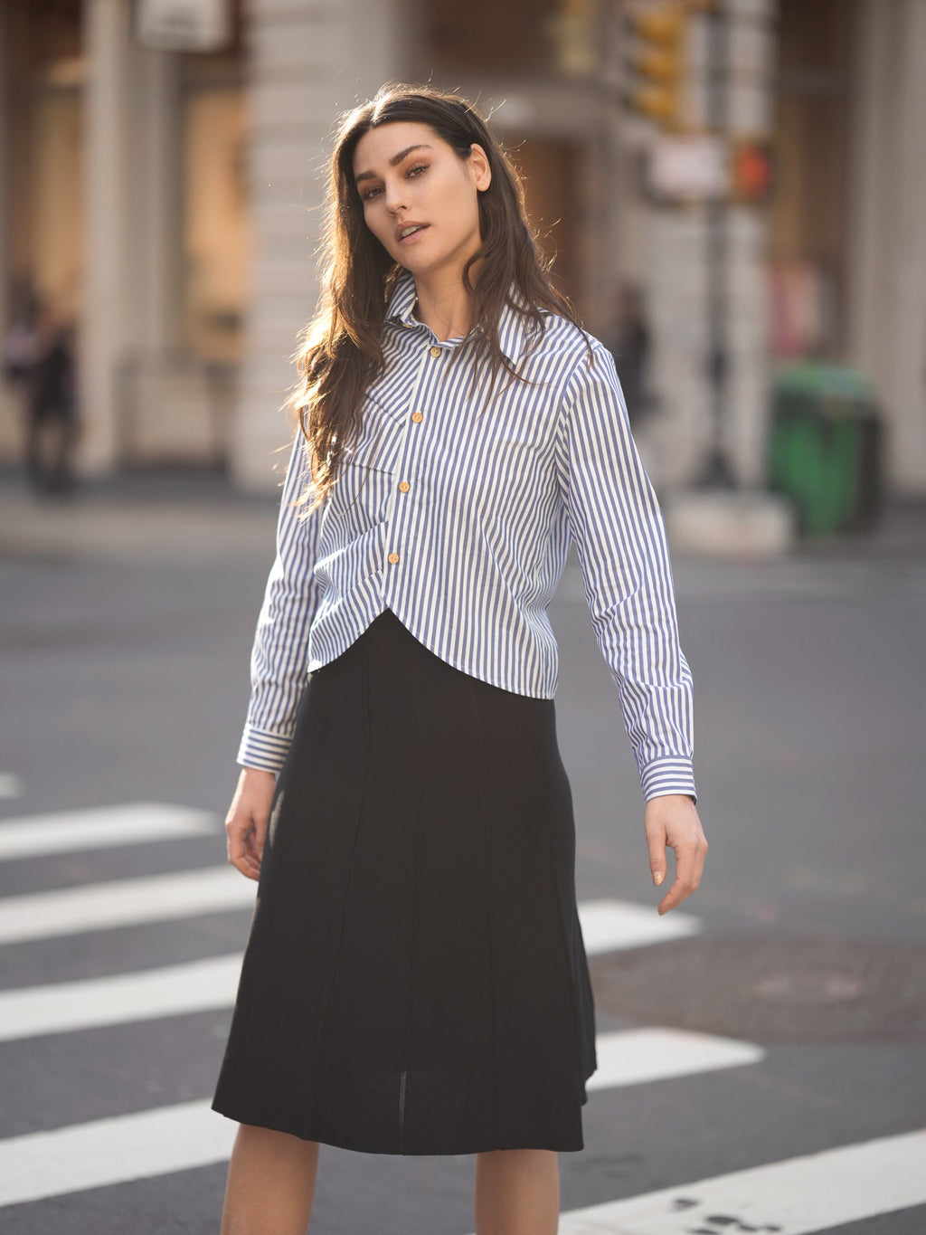 profile-nyc GATHERED STRIPE BLOUSE — main product shot
