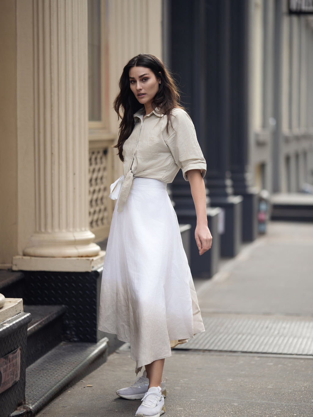 profile-nyc LINEN OMBRE WRAP SKIRT — main product shot