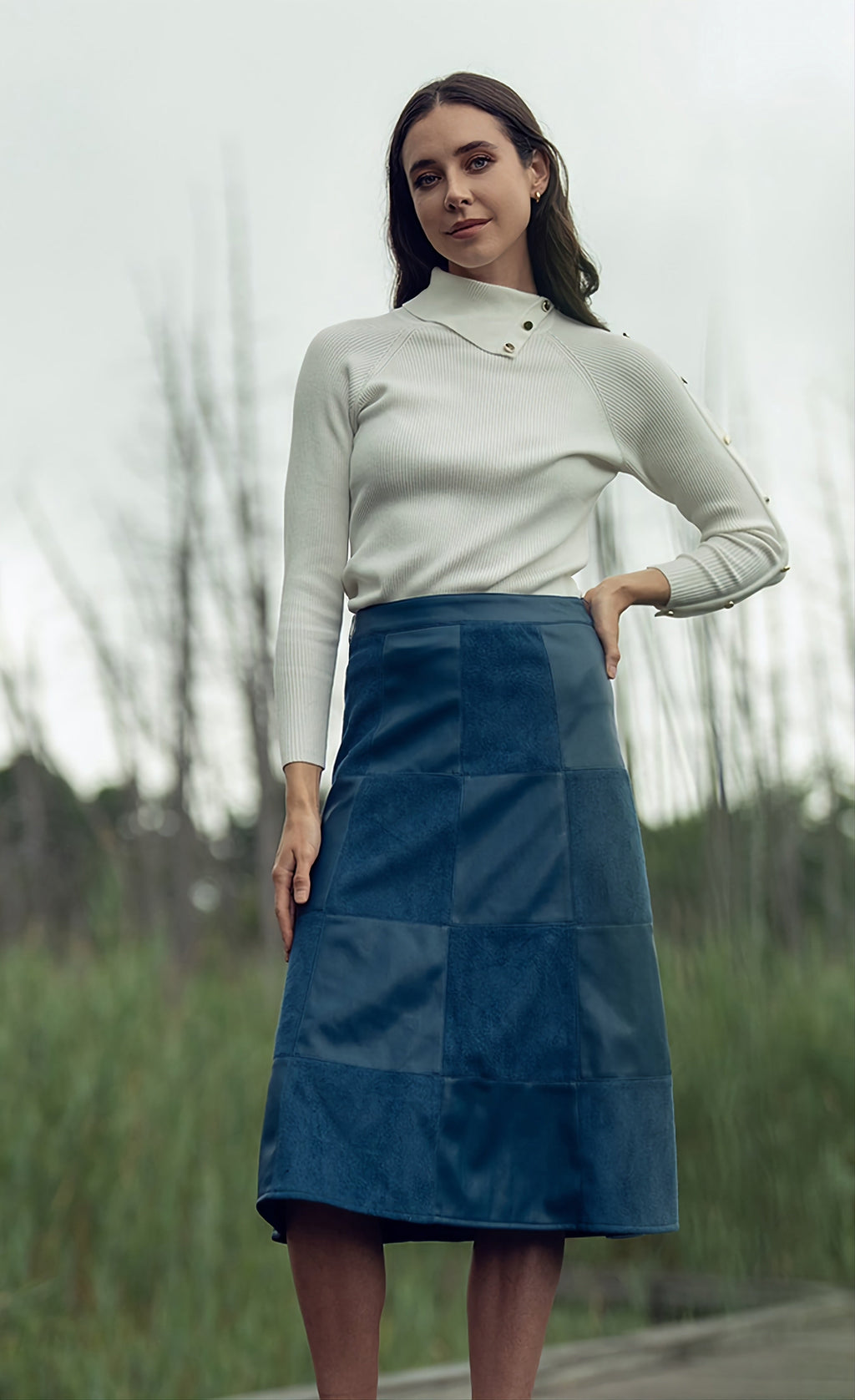 profile-nyc LEATHER SUEDE SKIRT — construction detail