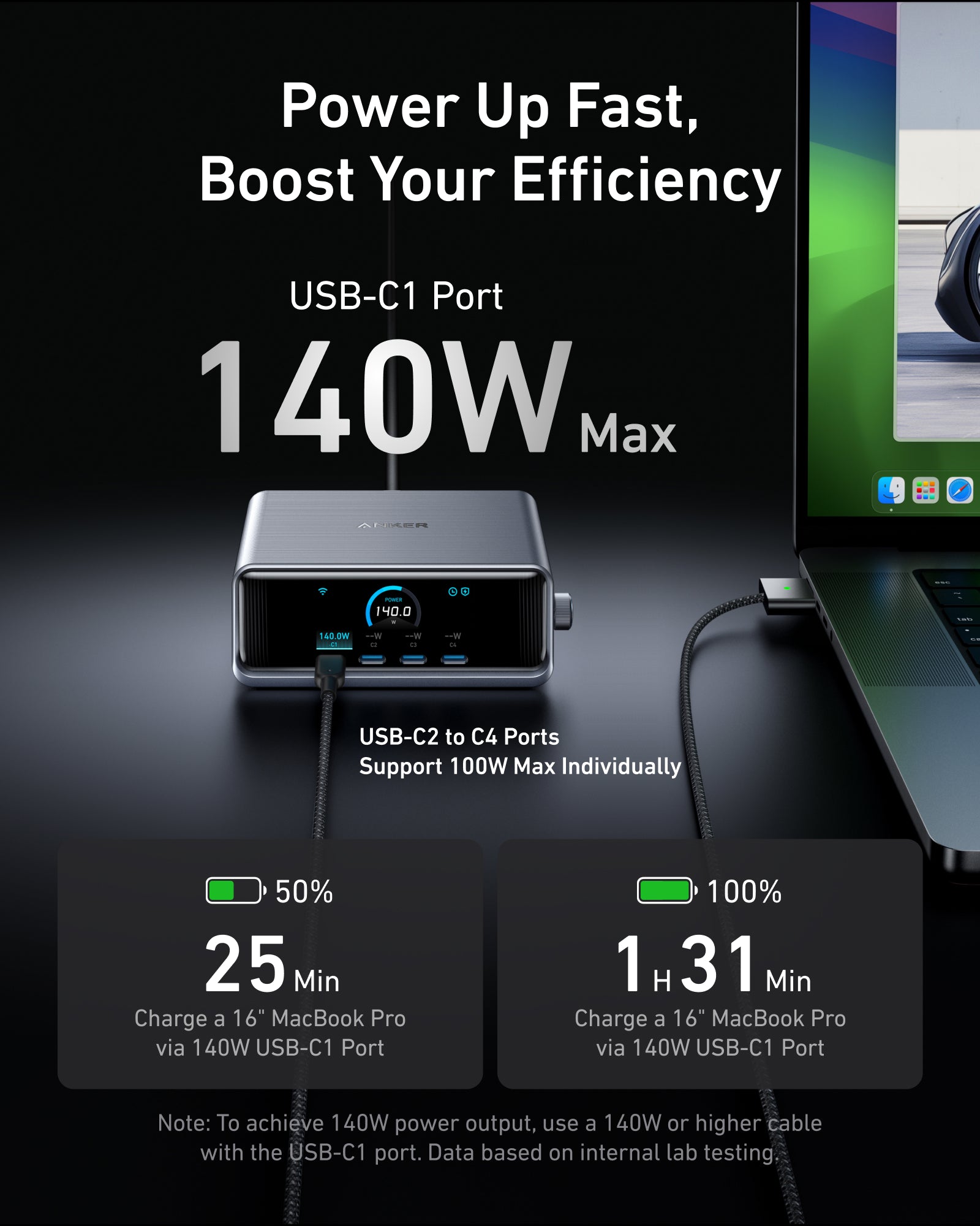 Anker Prime Charger (250W, 6 Ports, GaNPrime), view 3