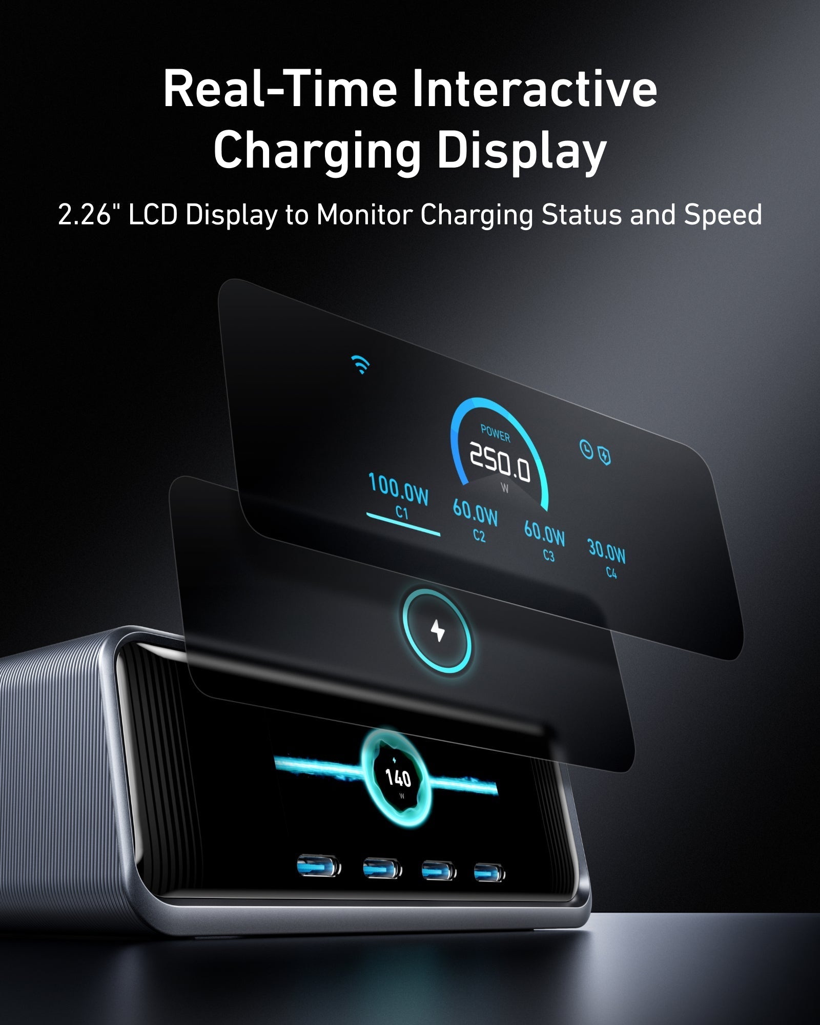 Anker Prime Charger (250W, 6 Ports, GaNPrime), view 4