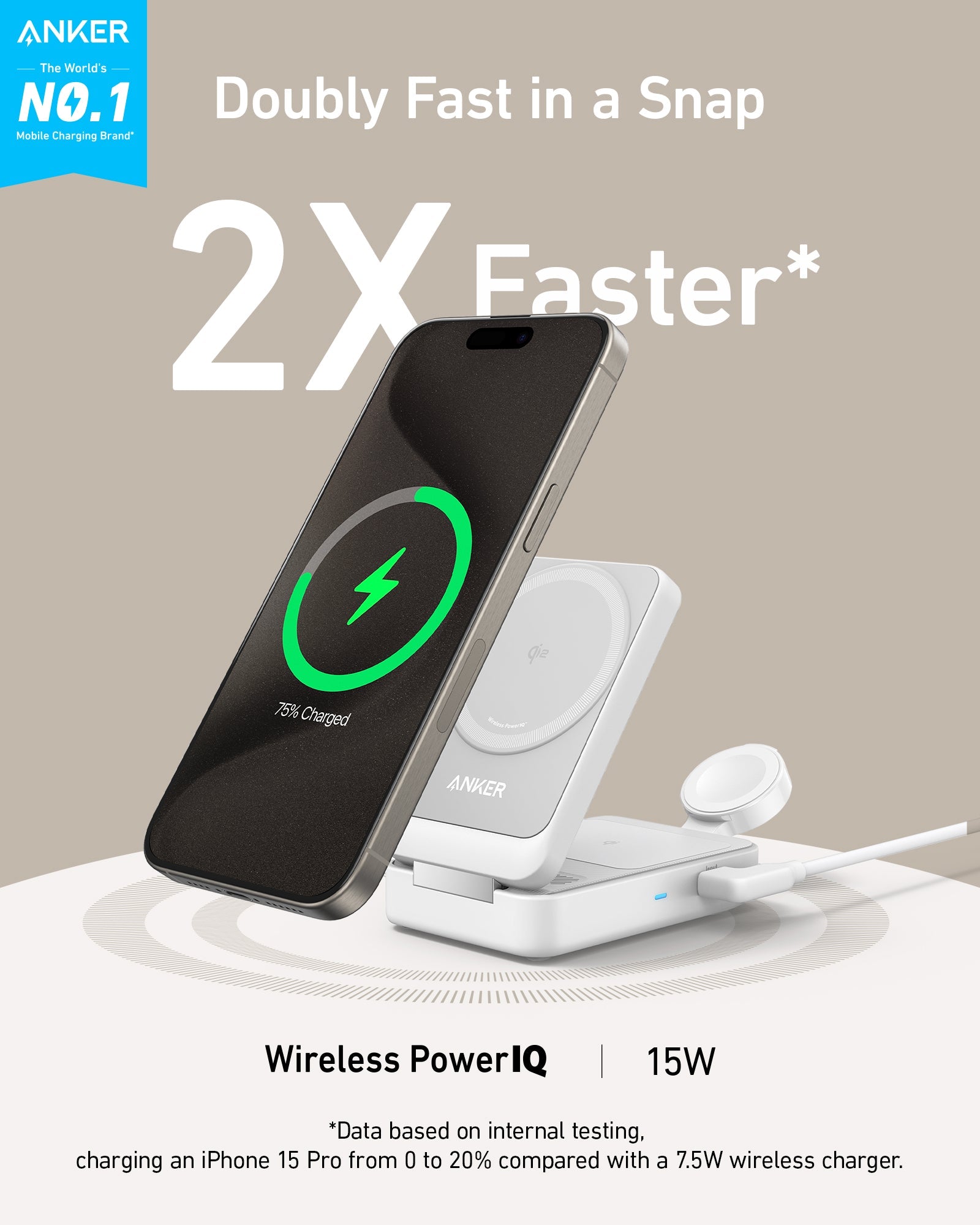 Anker MagGo Wireless Charging Station (Foldable 3-in-1), view 2